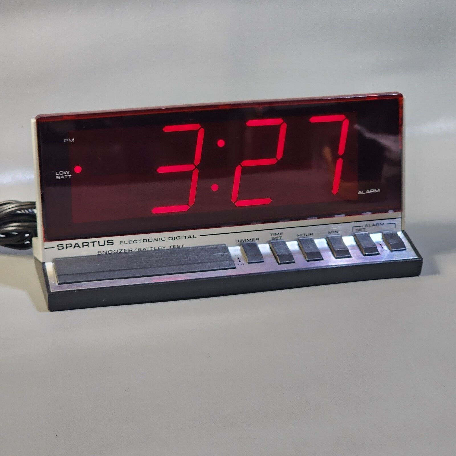 Vintage Spartus Large Display Digital Alarm Clock Hi Tech 1150 Dimmer Hong Kong