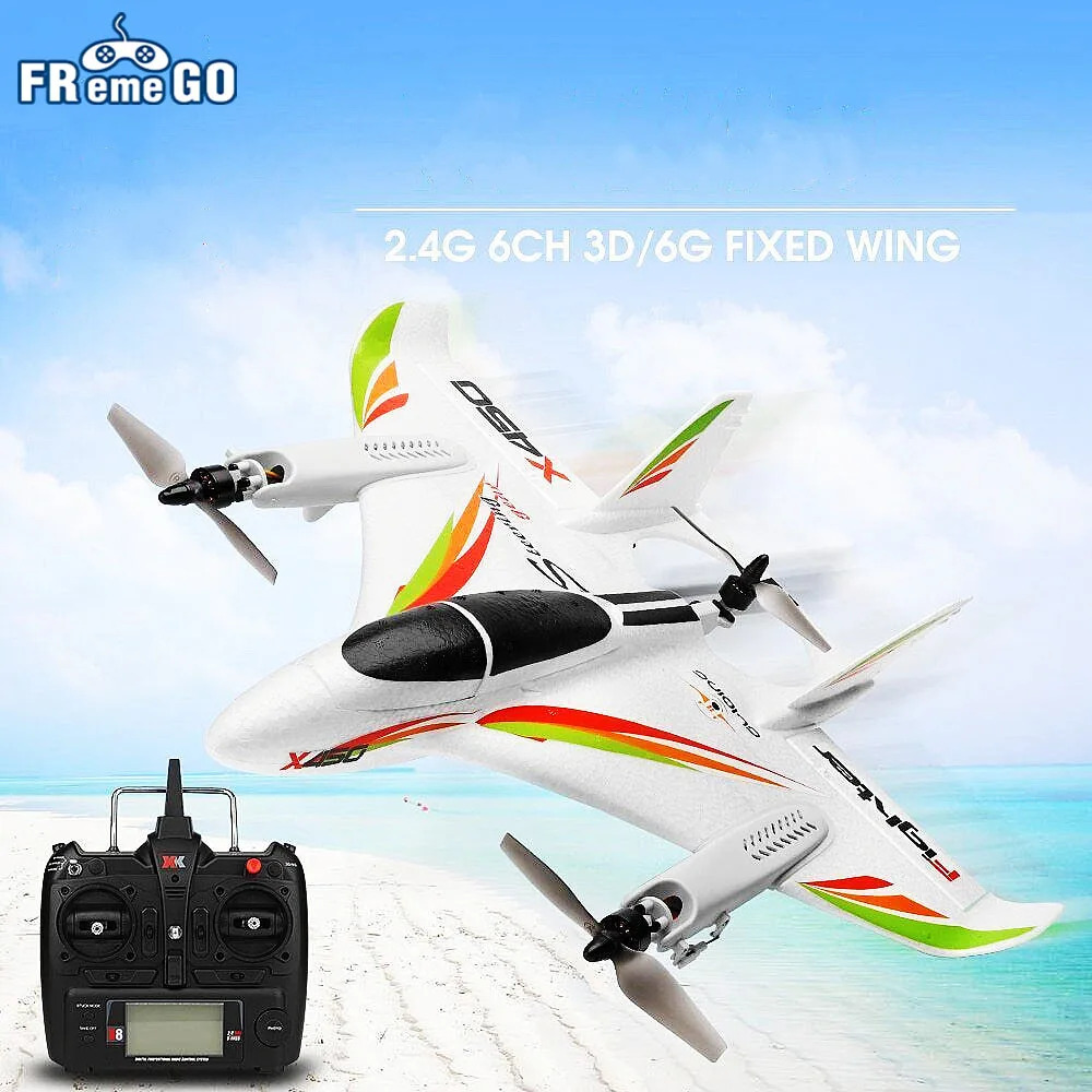 XK X450 2.4G 6CH 3D/6G RC Plane Vertical Take-Off RC Aircraft with LED Light Fix