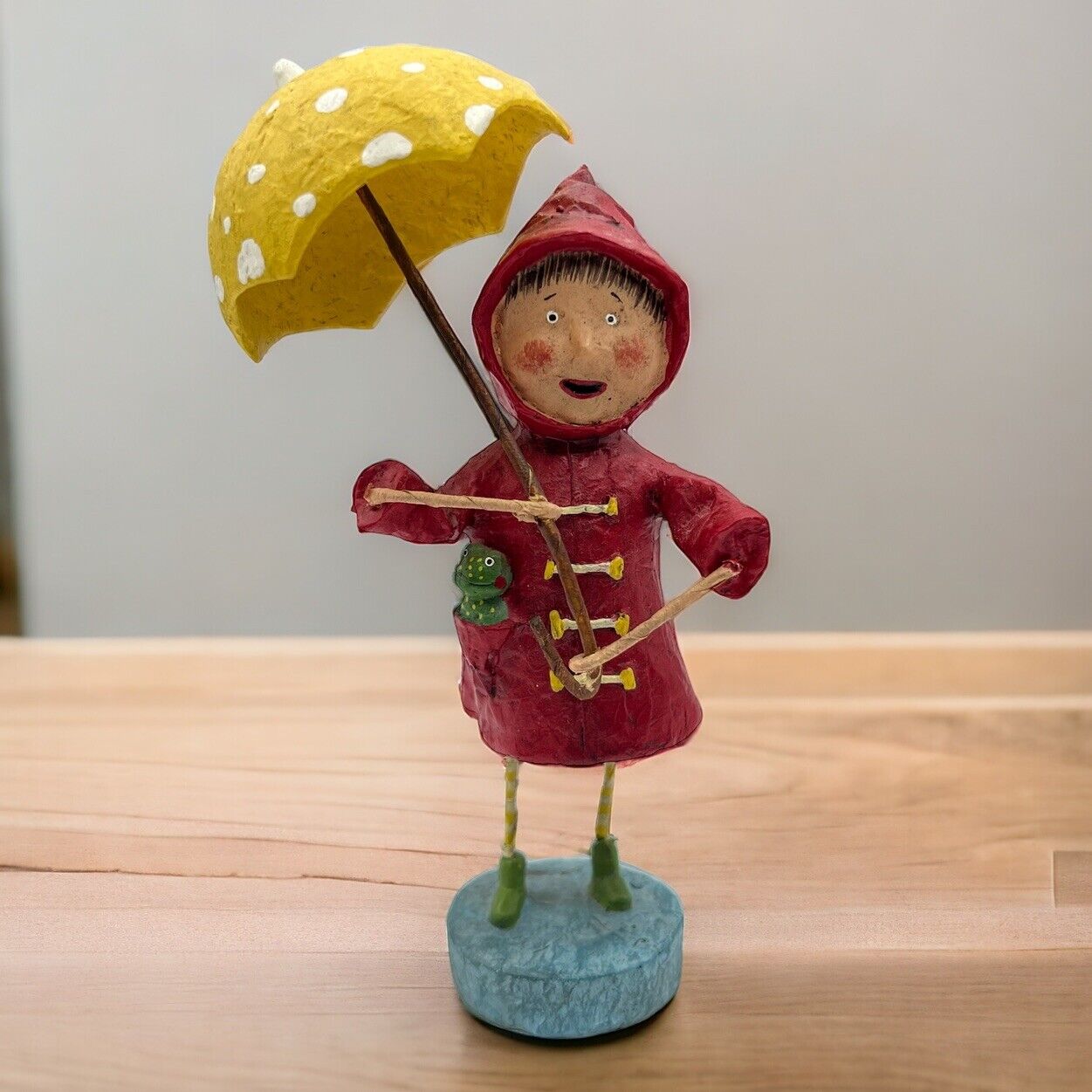April Showers LORI MITCHELL Figurine Girl In Red Raincoat w/Umbrella 7” READ