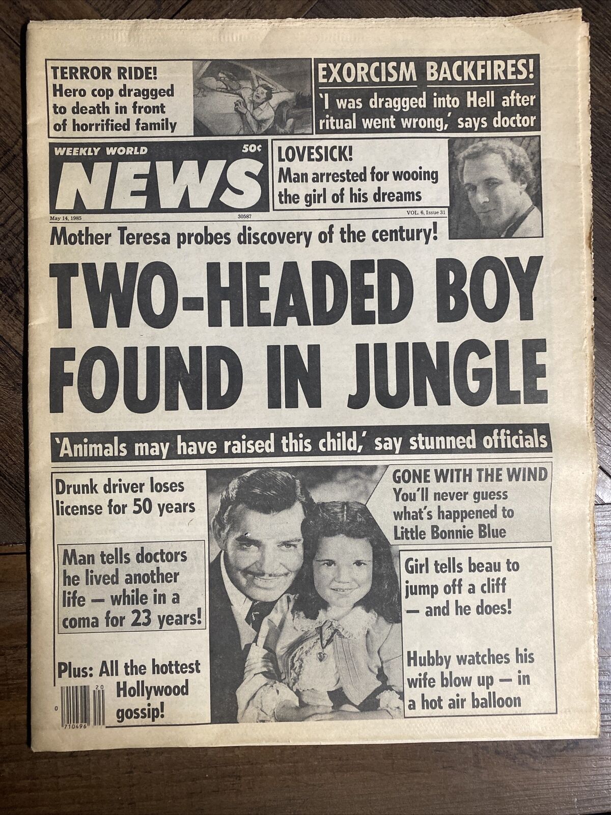 Weekly World News May 14, 1985 TWO HEADED BOY FOUND IN JUNGLE