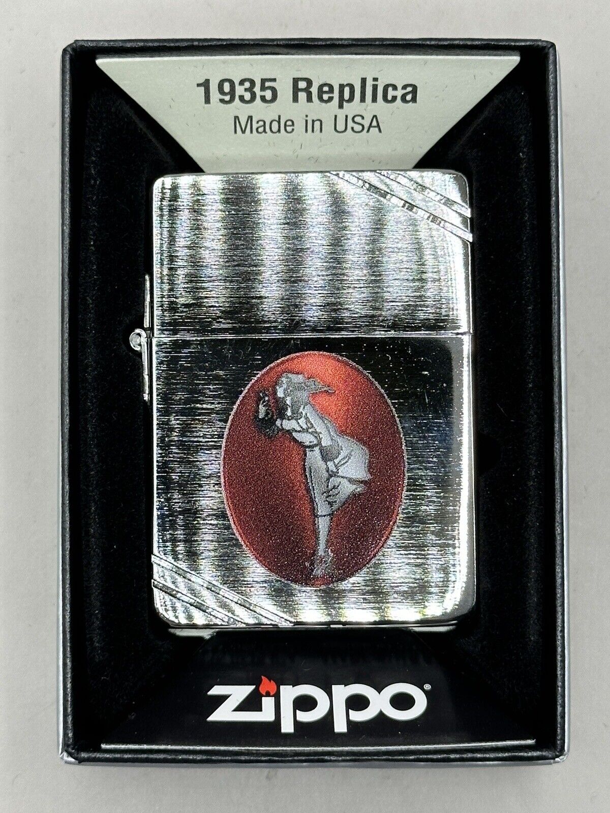 Rare Iconic 1935 Replica With Slash Zippo Windy Girl Design Zippo Lighter NEW