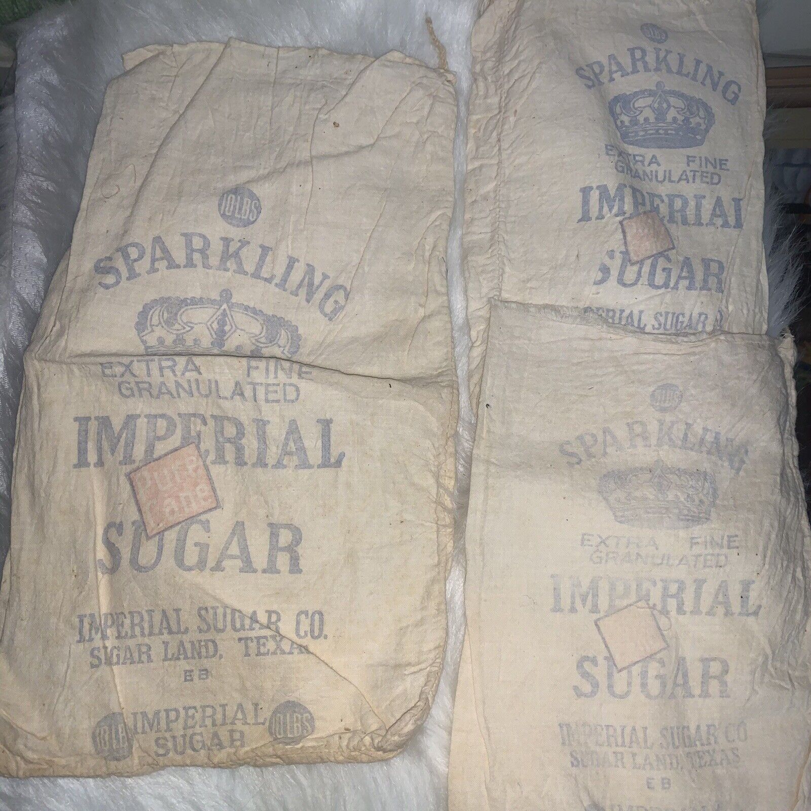 SET OF SPARKLING IMPERIAL PURE CANE SUGAR SACK FROM SUGARLAND TEXAS
