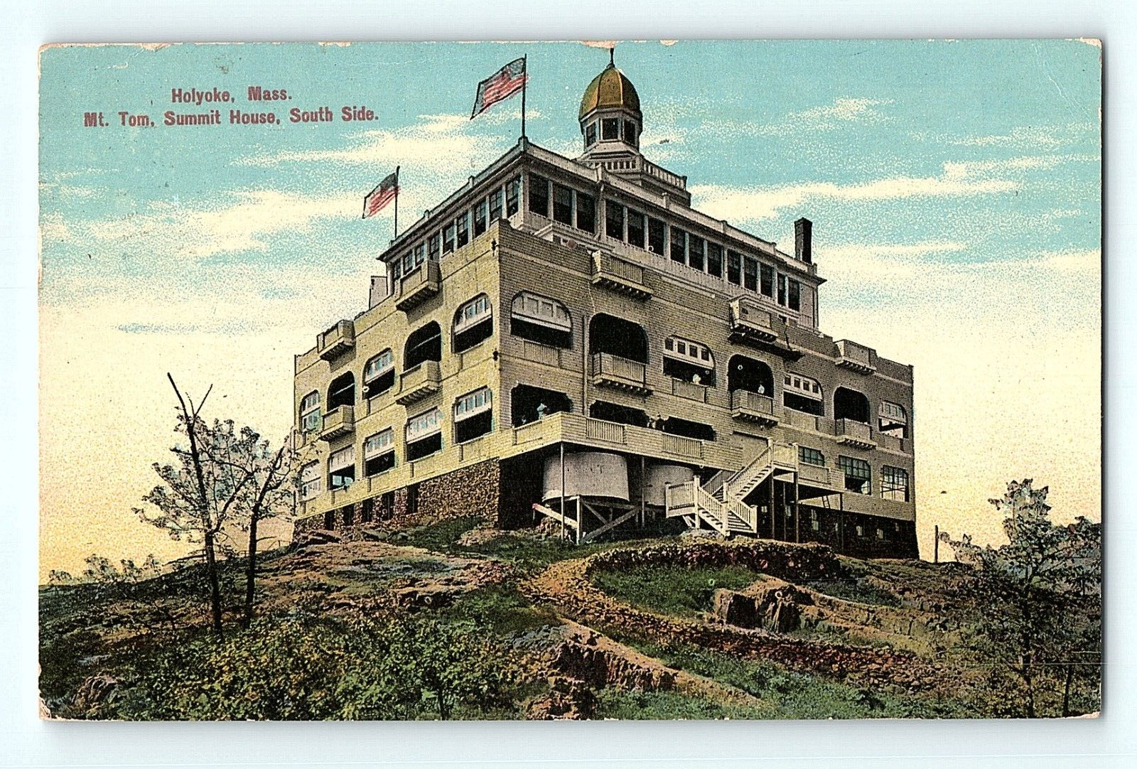 Mount Tom Summit House South Side Holyoke Massachusetts 1913 Antique Postcard E2