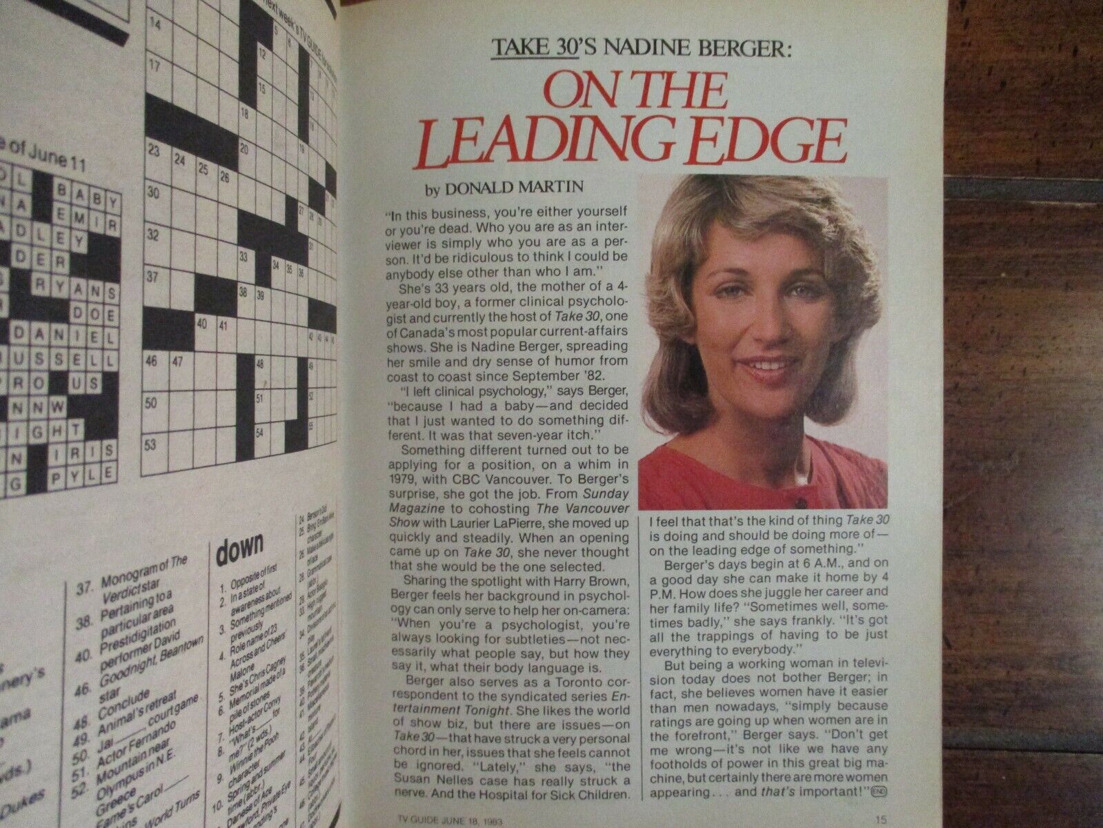 Jun-1983 TV Guide(NADINE BERGER/PETRONIA PALEY/DOUG BARR/PHYLLIS DILLER/CANADIAN