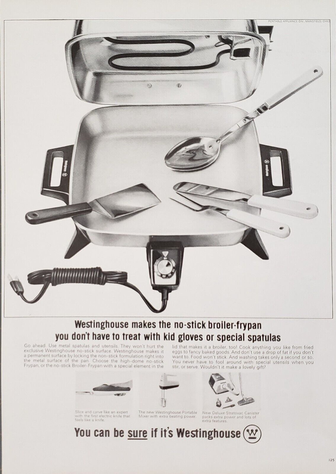 1965 Westinghouse Broiler Frypan No Stick May Use Metal Utensils Print Ad