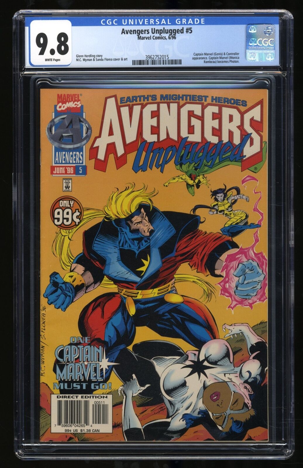 Avengers Unplugged #5 CGC NM/M 9.8 White Pages 1st Appearance Photon 1996