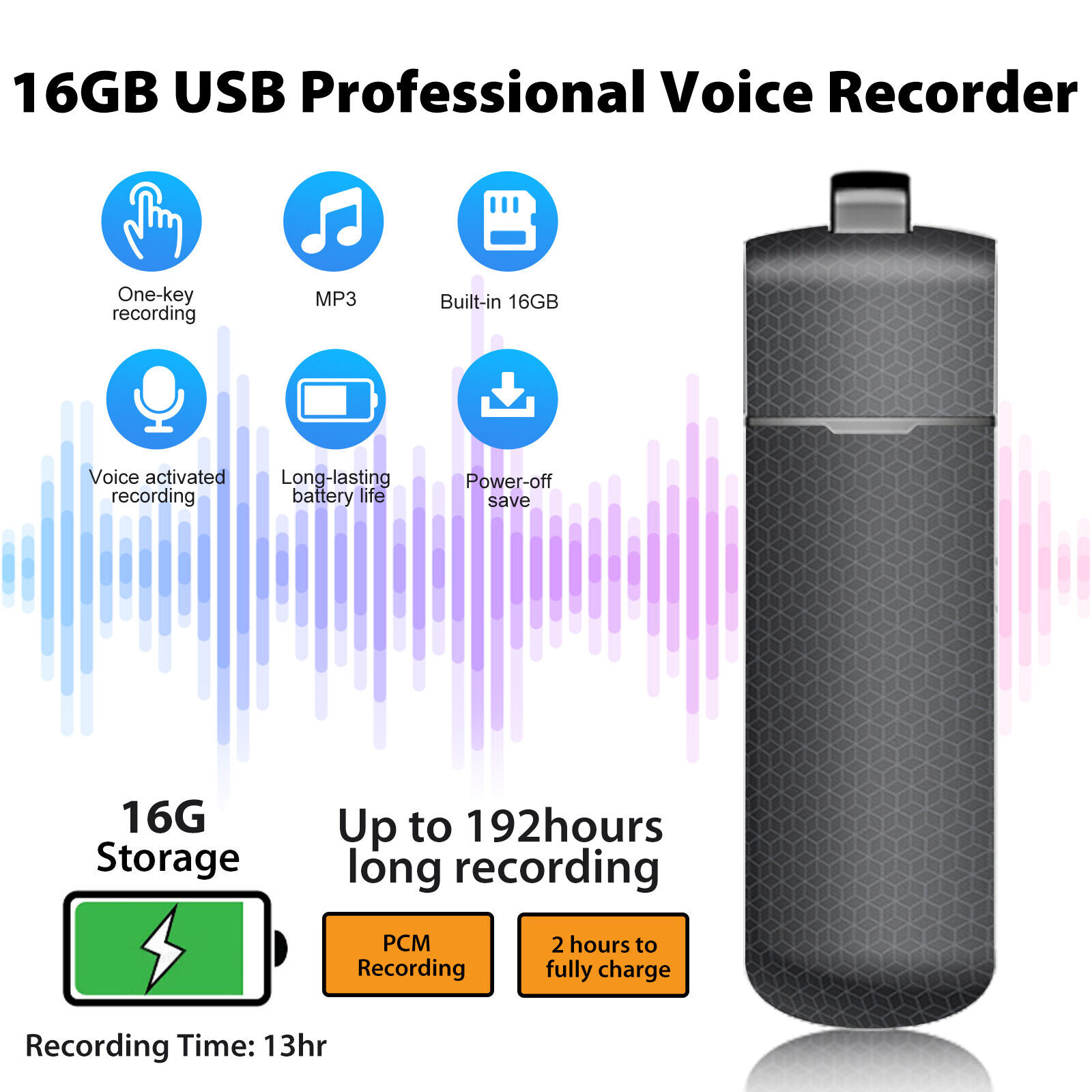 192 Hrs Flash Drive USB U Disk Mini Voice Dictaphone Digital Sound Audio