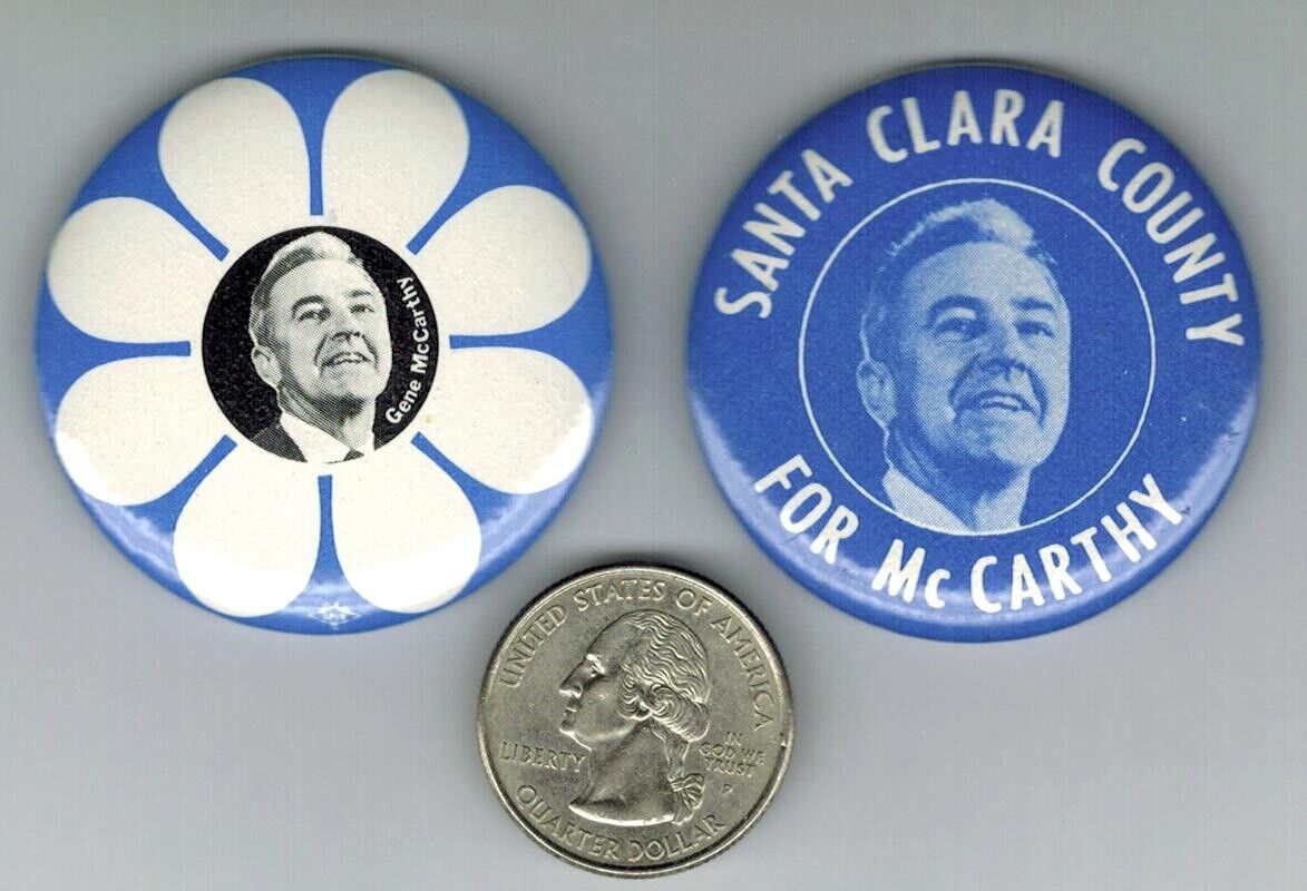 EUGENE McCARTHY   2 Buttons - Clean Gene / 1968\'s  original Peace Candidate