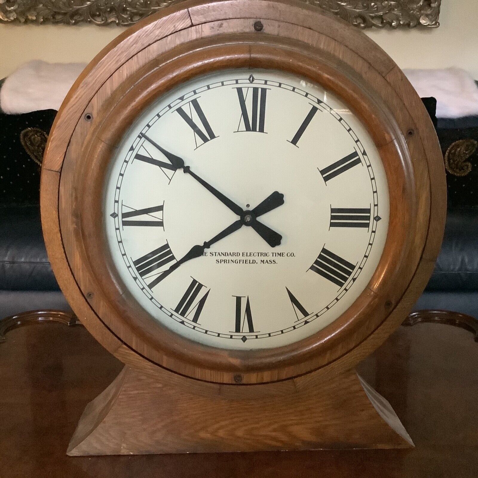 Antique Standard Electric Time Co Double Sided Wall Clock Oak Case 1920’s School