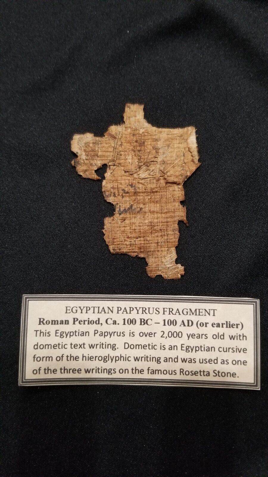 Ancient Egyptian Papyrus Fragment Artifact in Frame