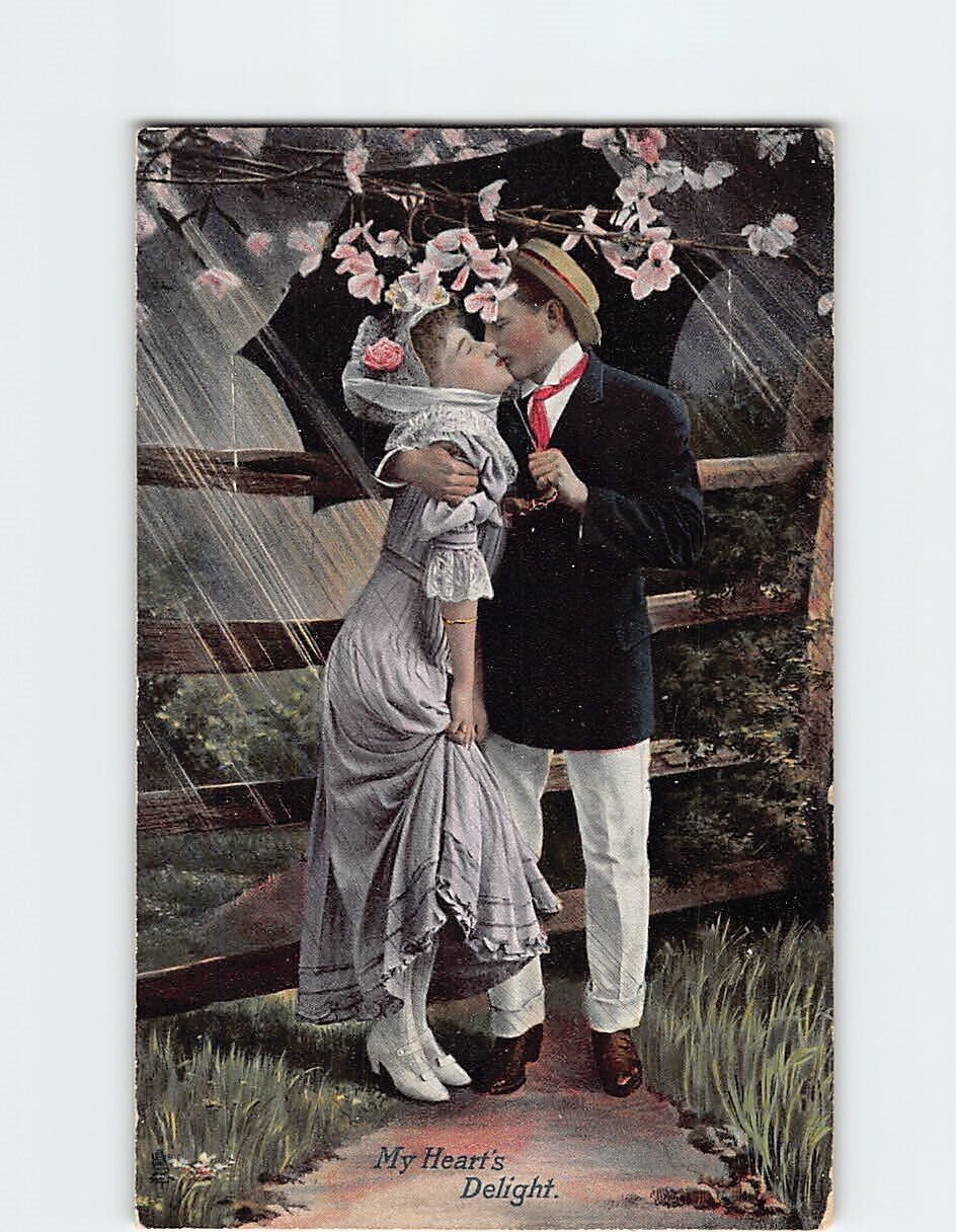 Postcard A Couple Kissing My Heart\'s Delight