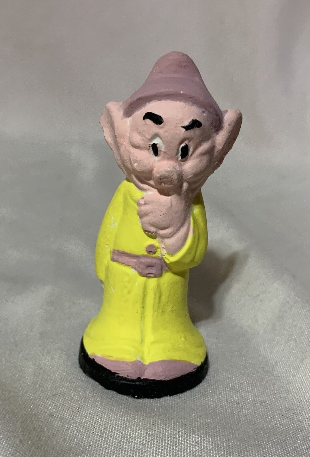 Snow White Dwarf Dopey Painted Yellow Disney Ceramic Craft Vintage Figurine