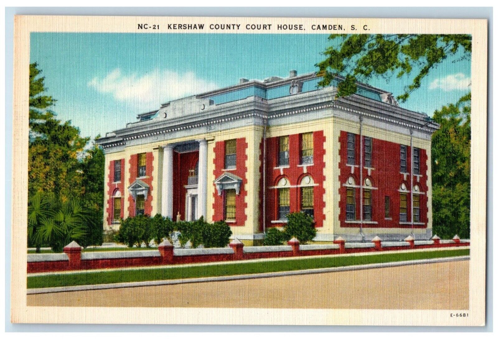 c1940 Exterior Kershaw County Court House Camden South Carolina Vintage Postcard