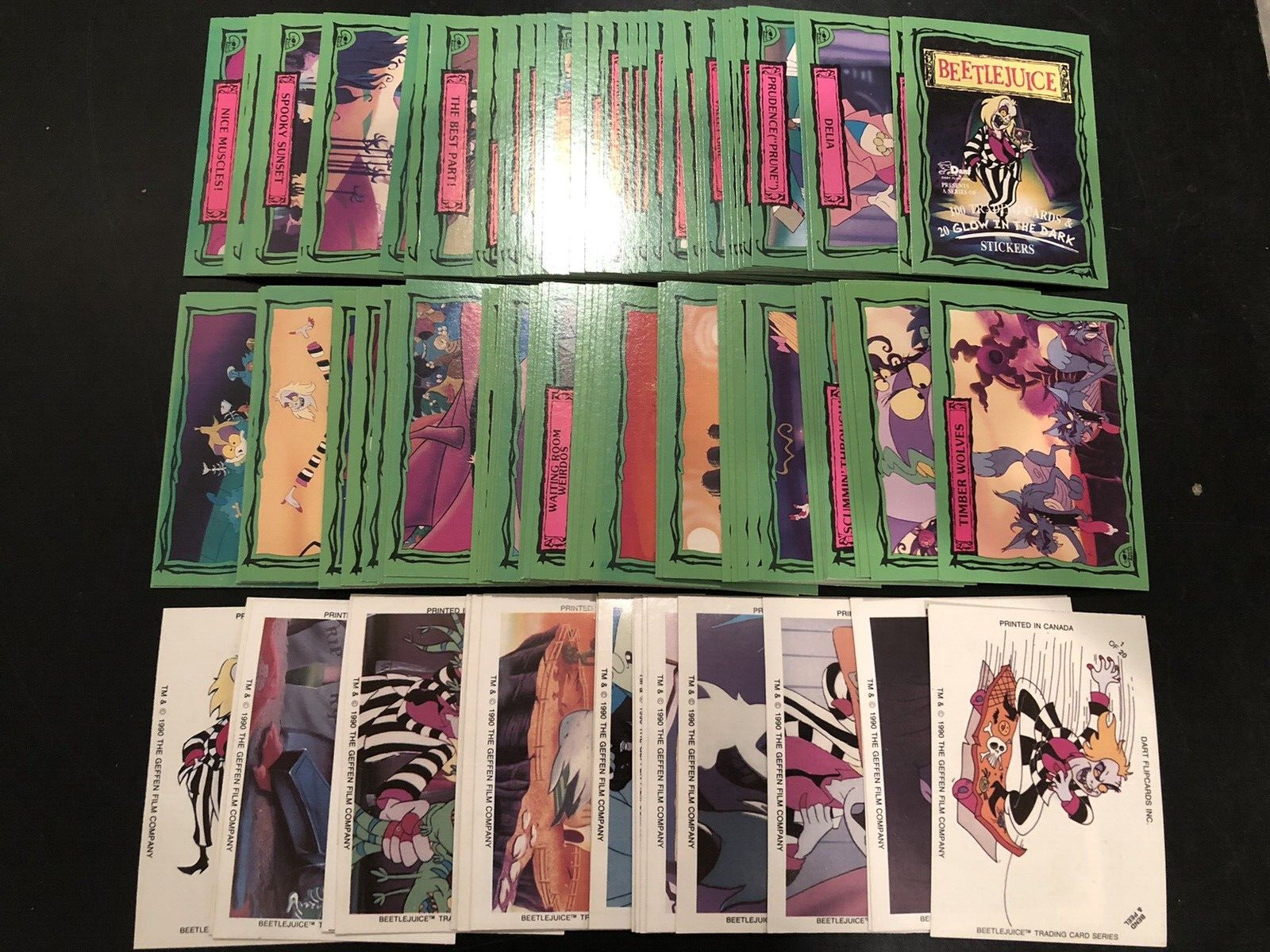 1990 Dart Beetlejuice Complete 120 Card Set - 100 Card Base Set + 20 Stickers