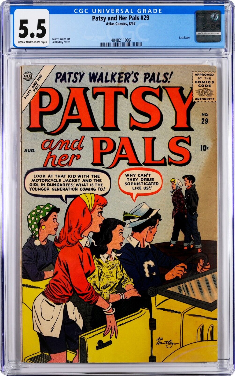 Patsy and Her Pals #29 CGC 5.5 (Aug 1957, Atlas) Al Hartley Cover, Last Issue