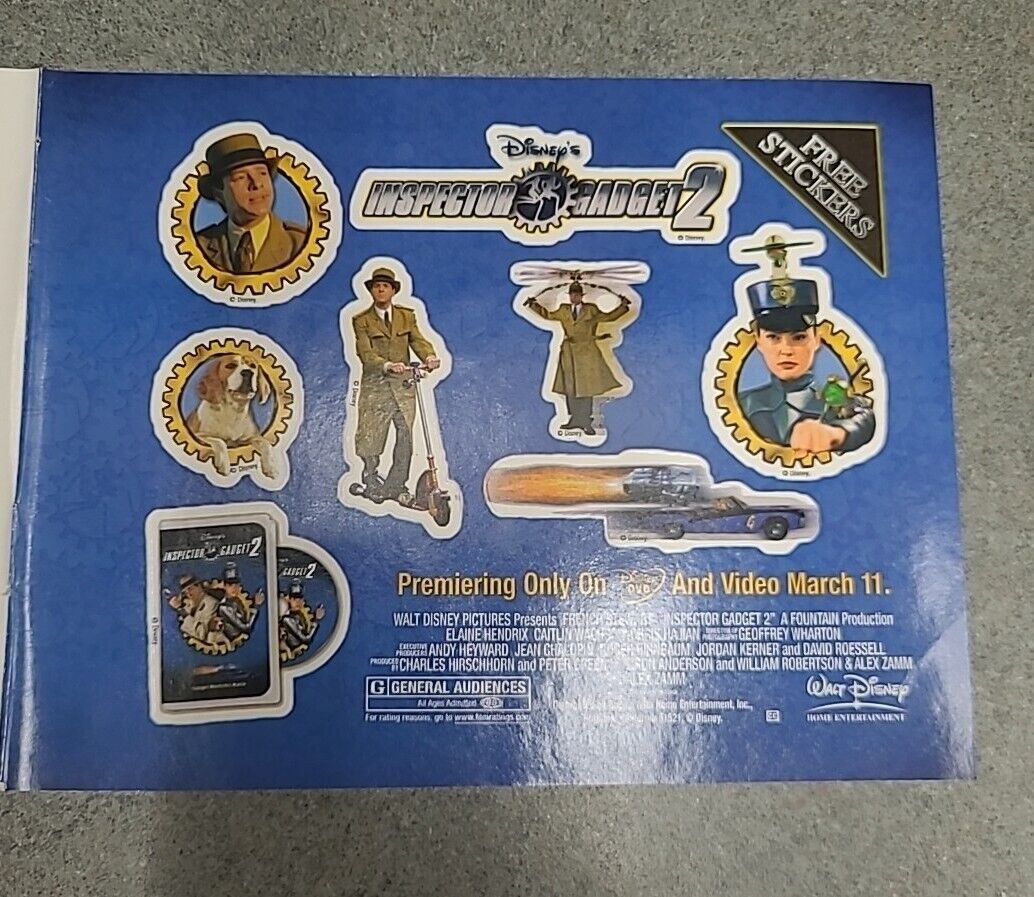 Disney's Inspector Gadget 2 2003 Print Ad Stickers 