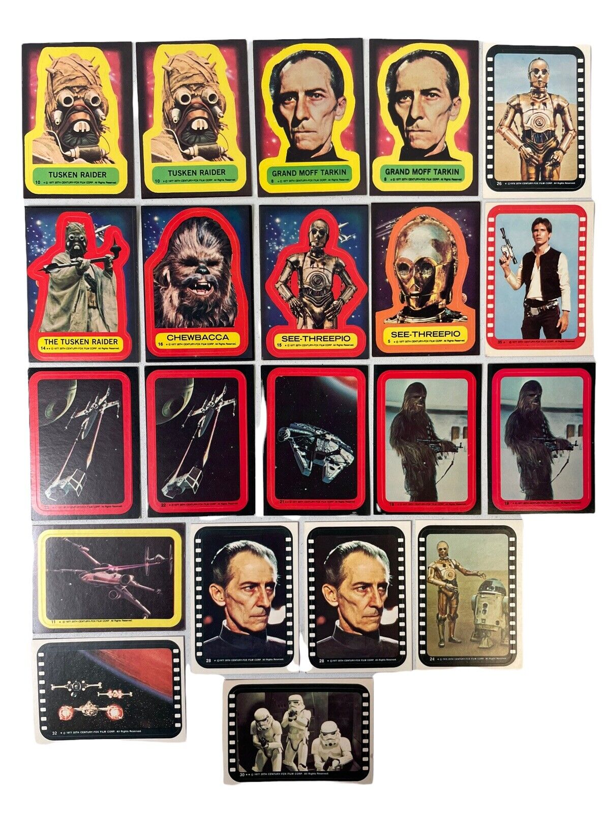 Lot Of 21: 1977 Vintage 20th Century Fox STAR WARS Series Stickers Very Good Con