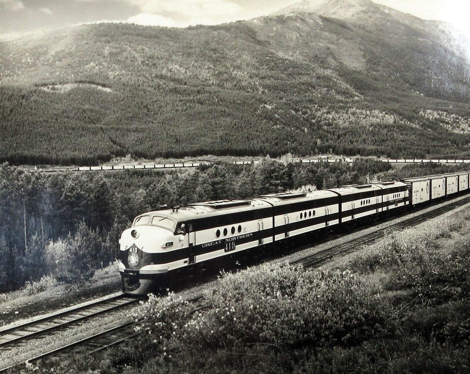 Great Northern Railroad Diesel Locomotive Photo Horseshoe Curve Montana 1940s