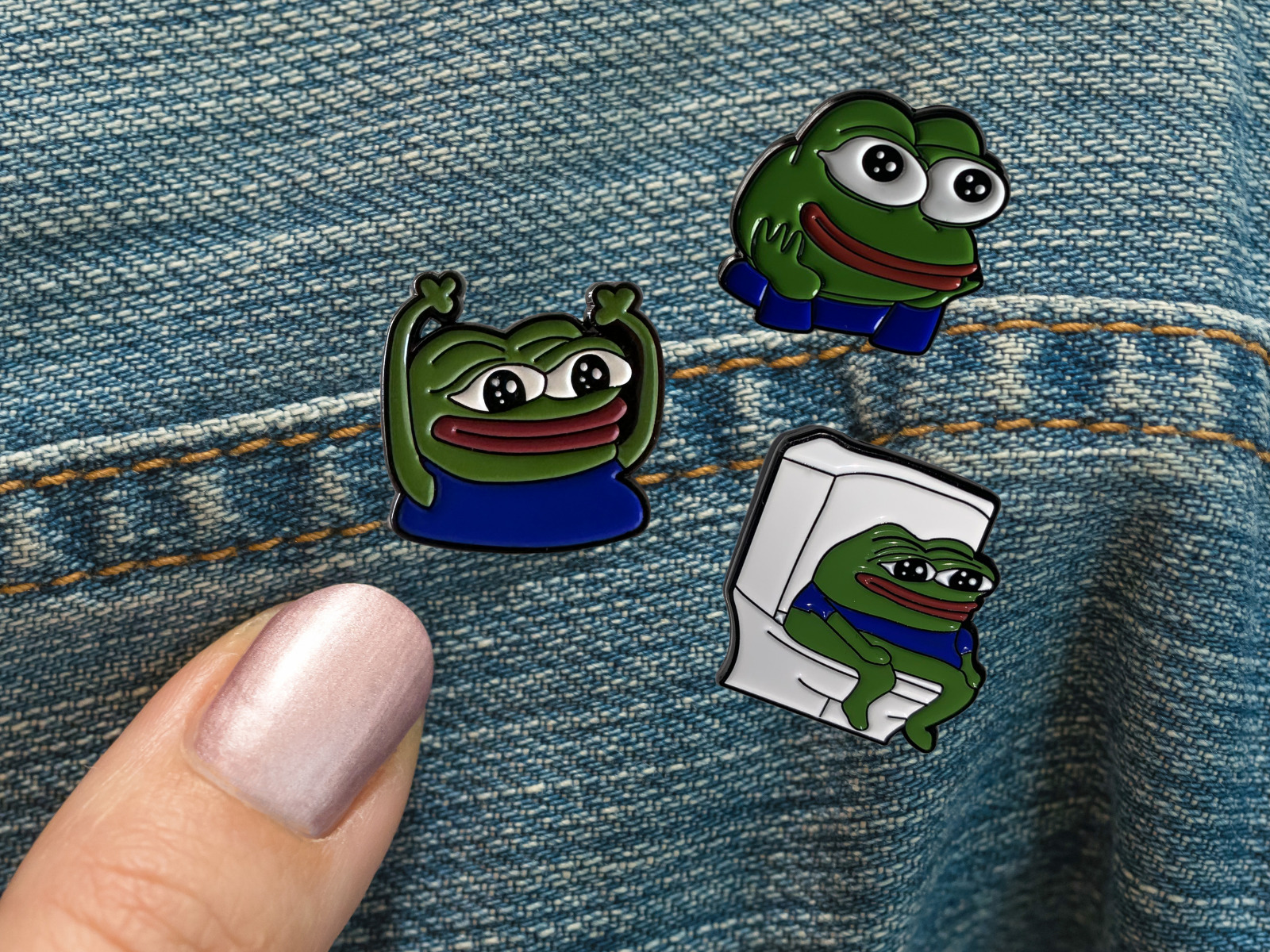 Pepe Meme Pin Bundle | 3 Pepe Enamel Pin Badges with Lock
