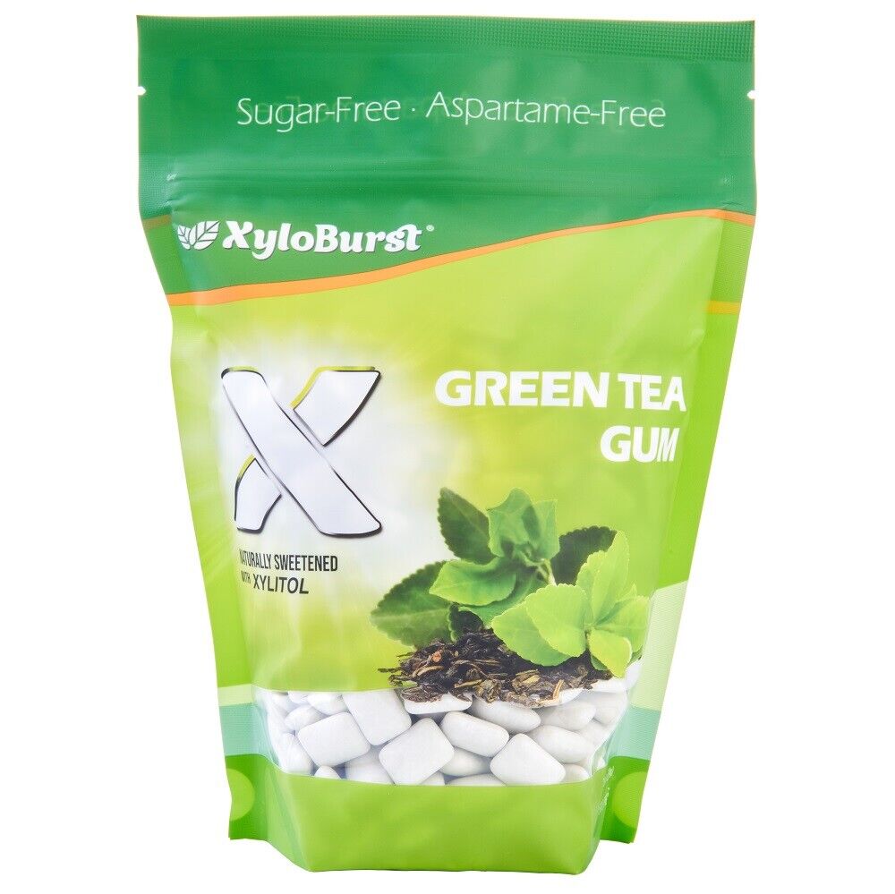 Xyloburst All Natural Aspartame Free Green Tea Xylitol Gum 500 Count Bag 