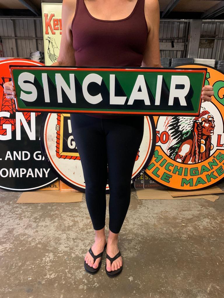 Antique Vintage Old Style Sign Sinclair Oil Made in USA