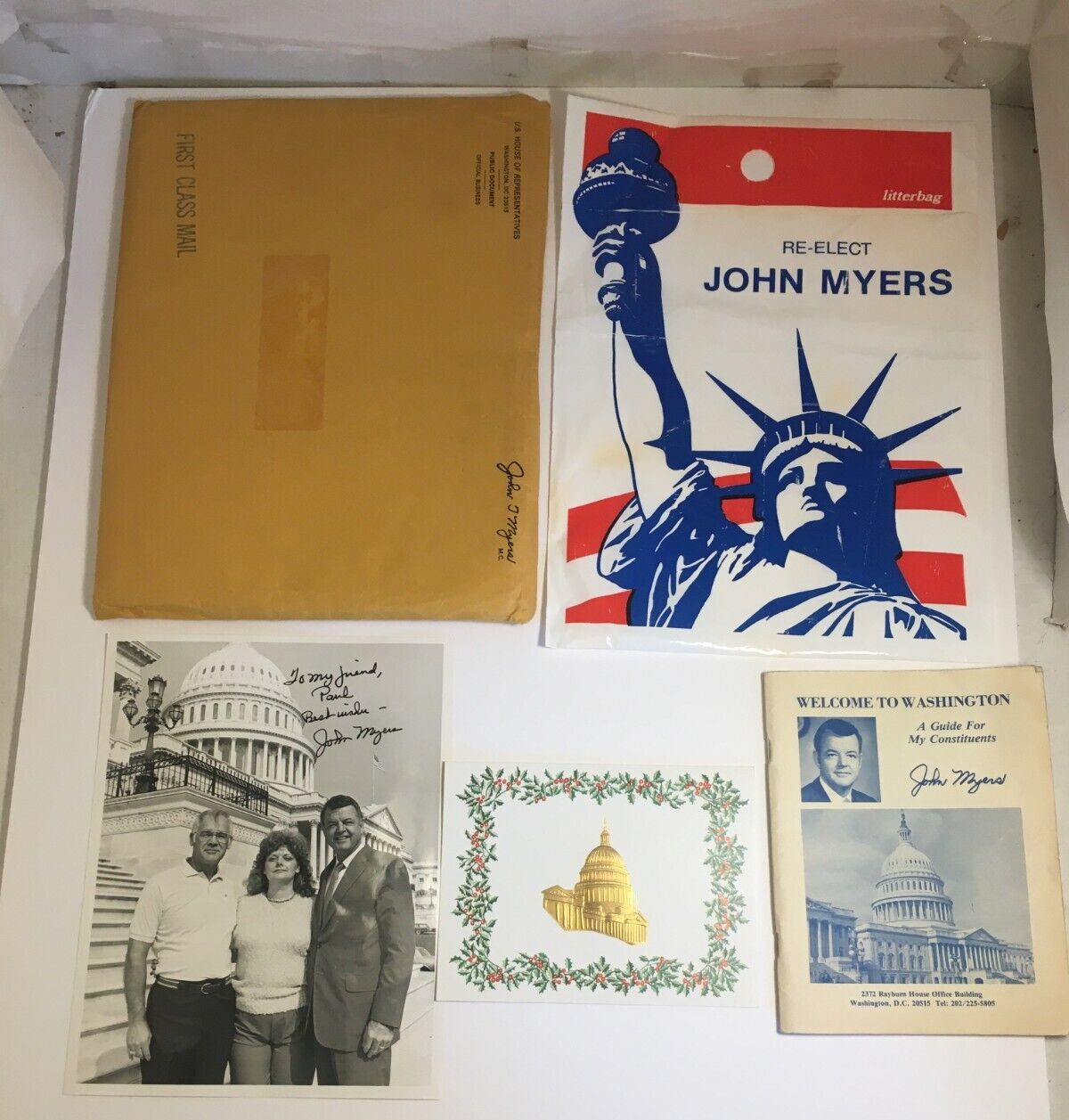 Hand Signed Photograph of Congressman John Myers with Constituents + More