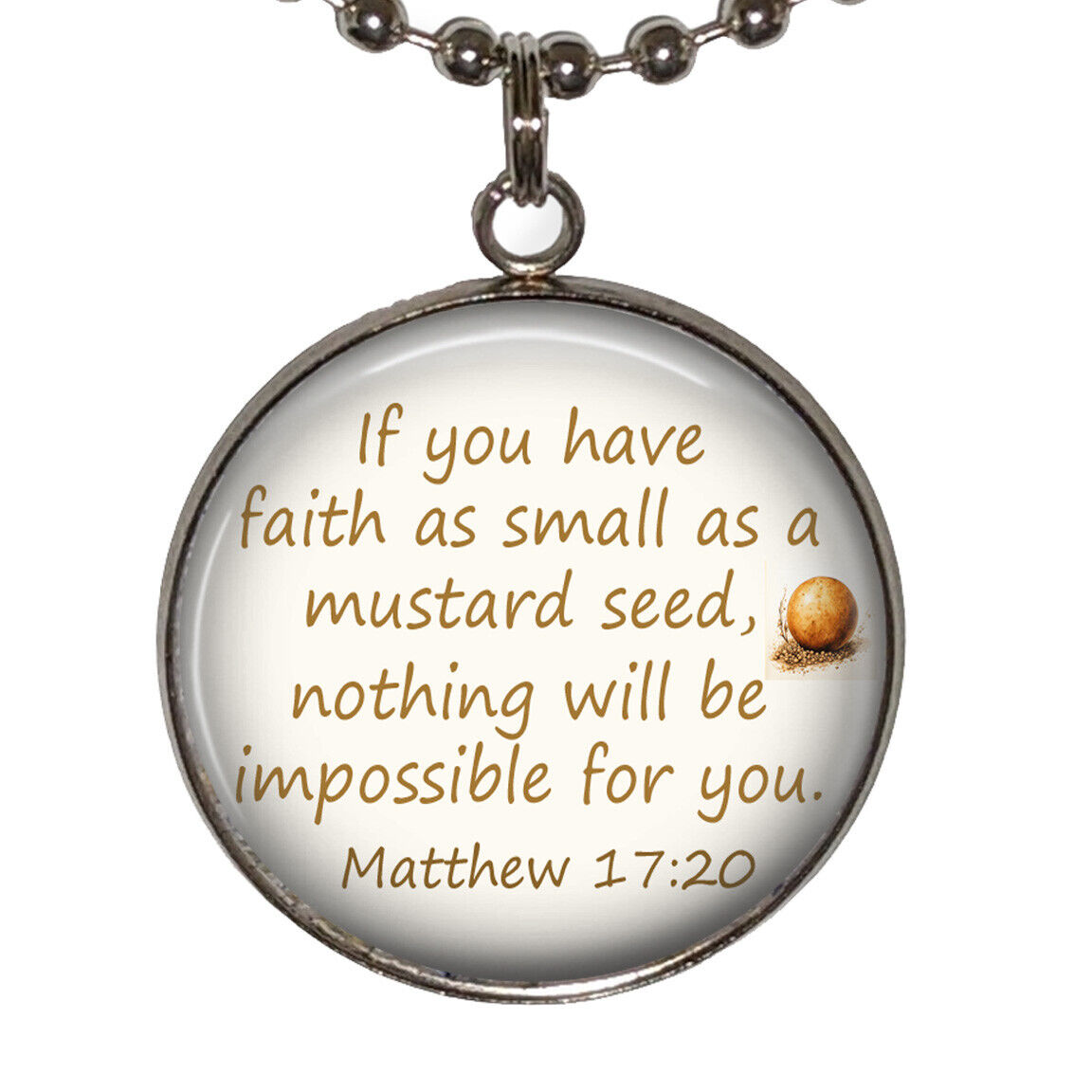Matthew 17:20 Necklace Mustard Seed Bible Scripture Artisan Religious Gifts