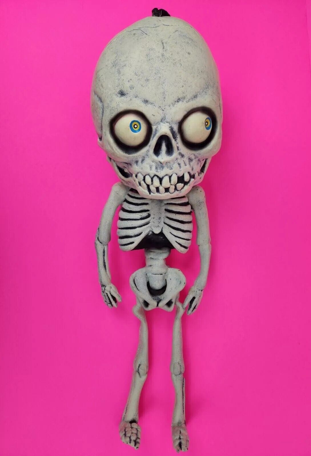 Vintage Spooky Skull Skeleton Hanging Rubber Paper Magic Group Halloween Decor