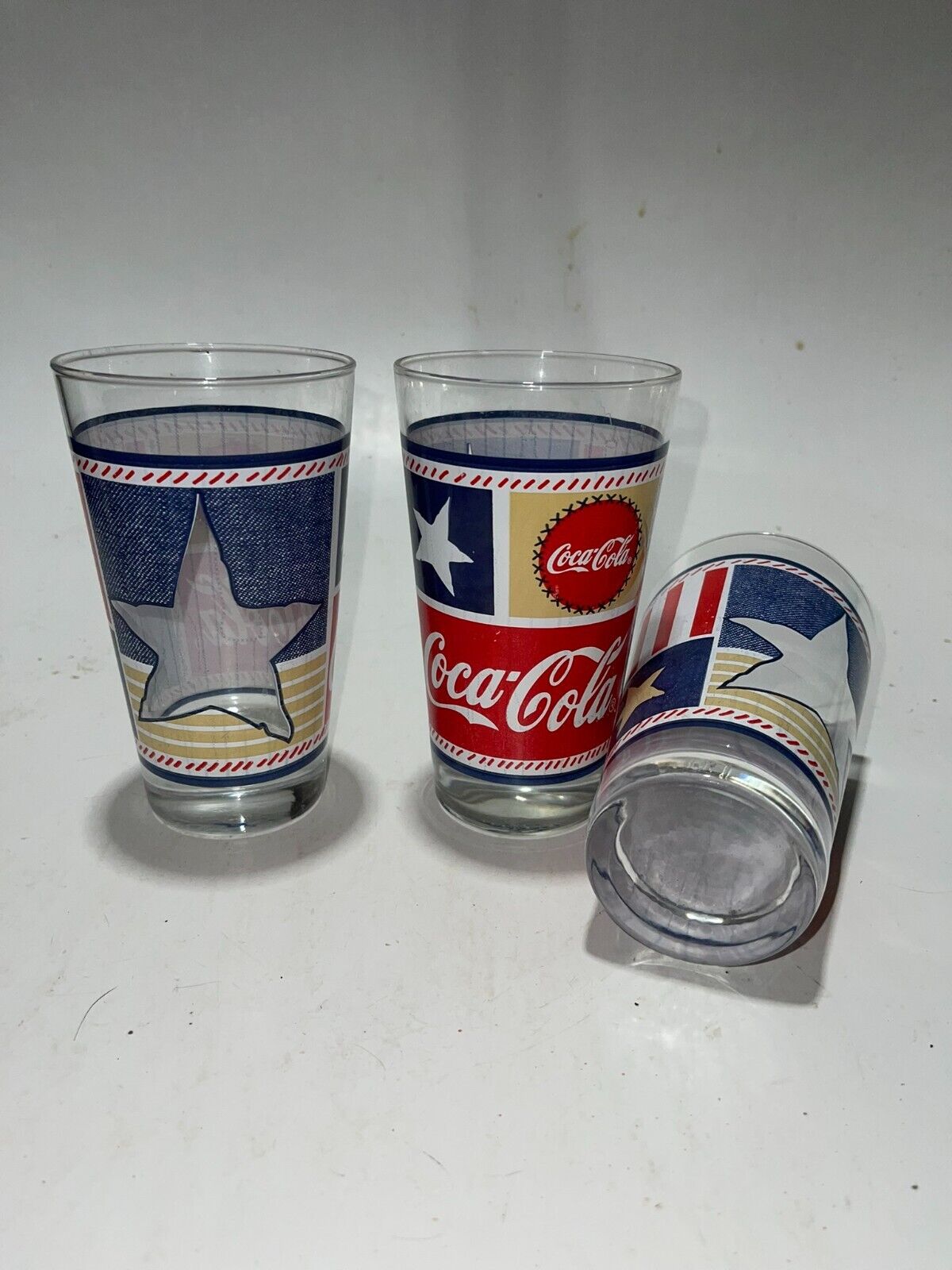 Coca Cola First Stars And Stripes Collector Series Glass Set Of 3
