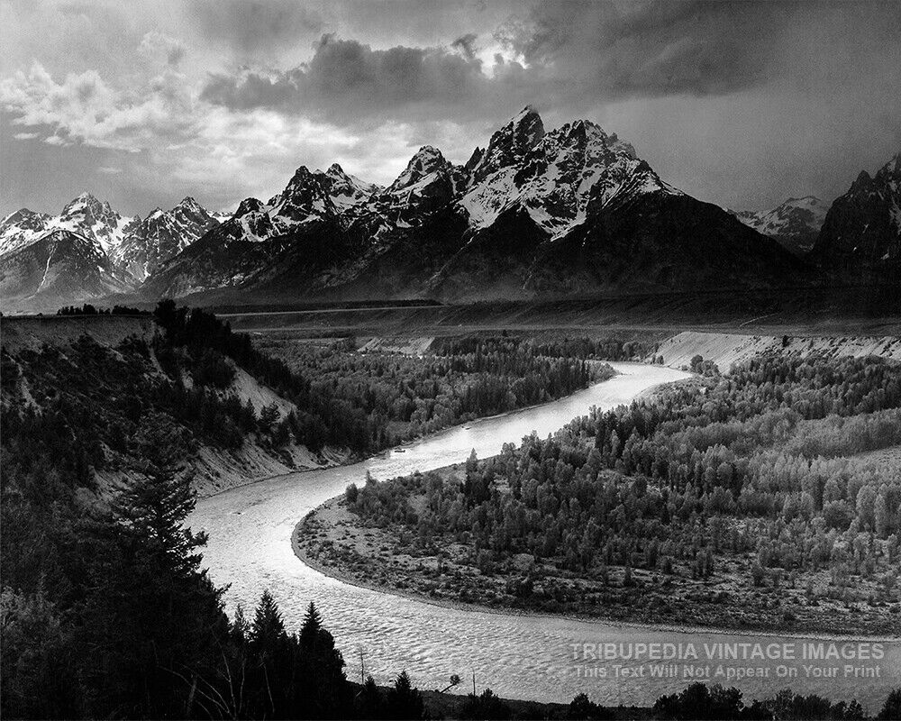 1942 Ansel Adams Photo - Grand Teton National Park - Mountains & Snake River 