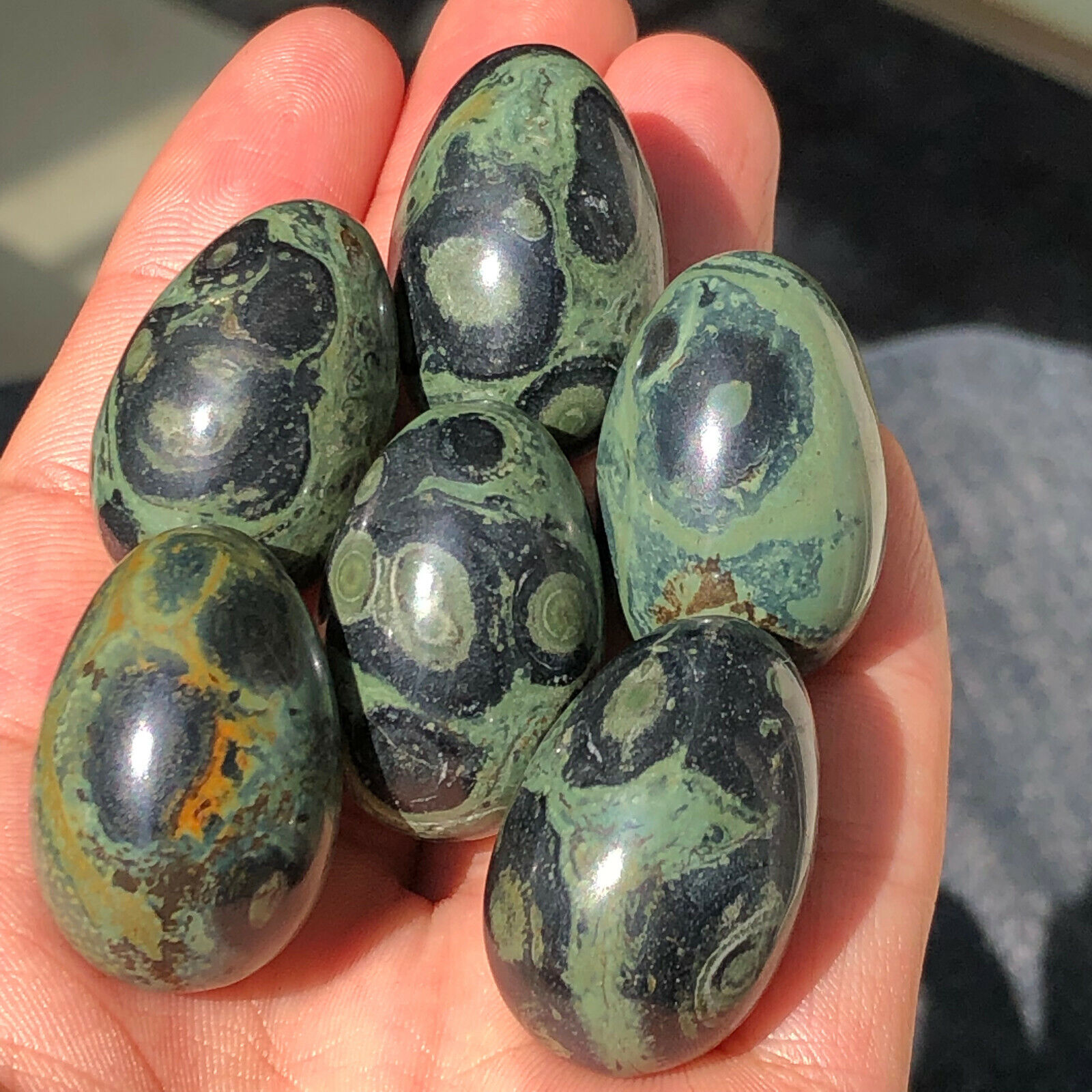 Natural  Peacock Eye Stone Quartz Crystal Dragon Egg Reiki Healing Collect-1PCS