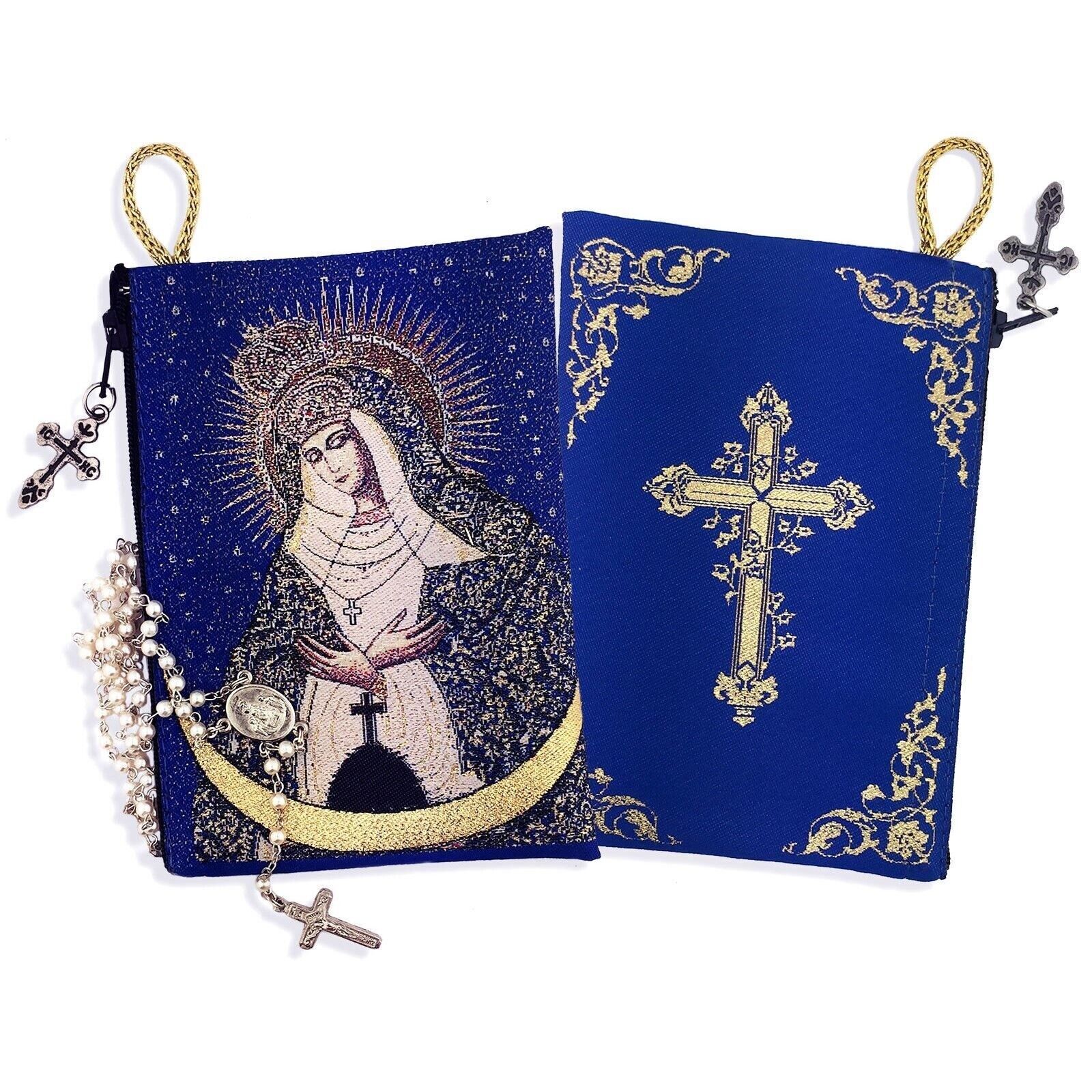 Our Lady Of Ostrabrama Mother of Mercy Tapestry Rosary Icon Pouch 5 3/8\