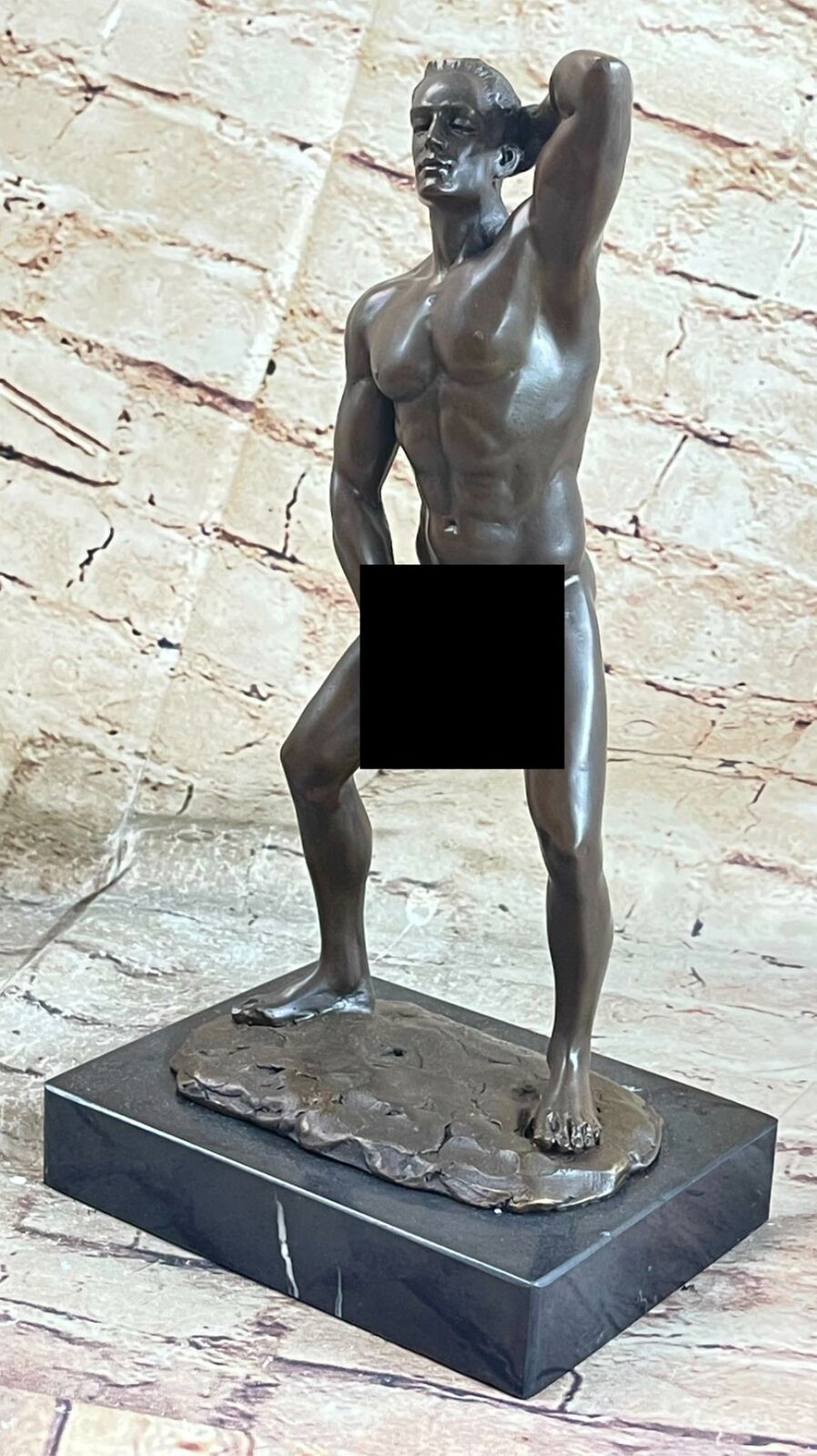 Nude 100% Bronze Gay Interest Homosexual Artwork Sculpture Marble Figurine