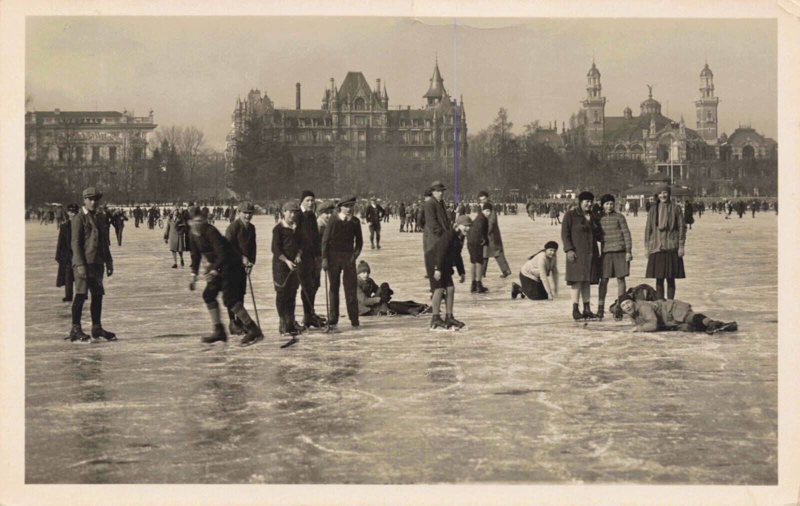 Switzerland, Zurich, Ice Skating  Photo Card Posted & Stamped, 1929