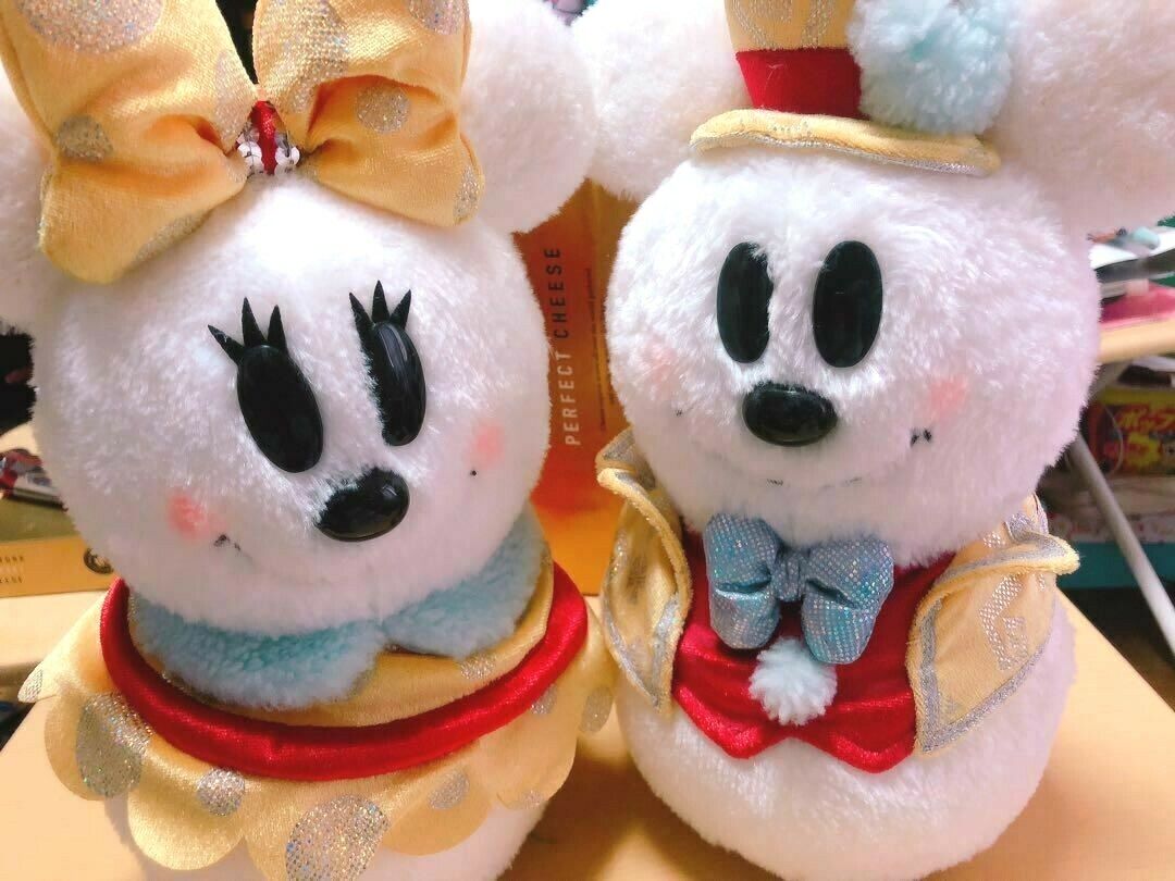 Tokyo Disney 30th Snowman Mickey＆ Minnie SET Plush Doll Christmas 2013  H11.8 in