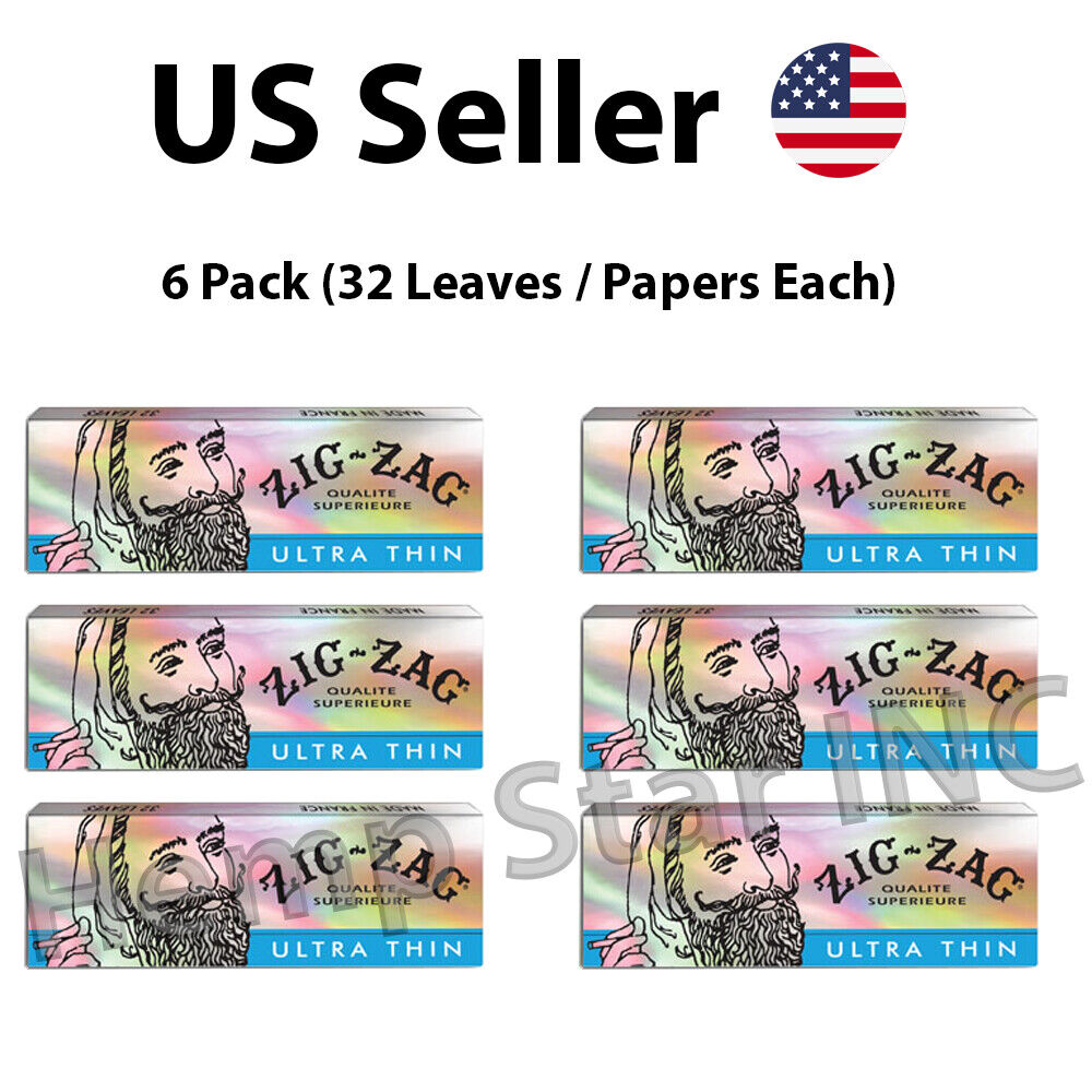 6x Packs Zig Zag Ultra Thin Rolling Papers ( 32 Leaves Each Pack )