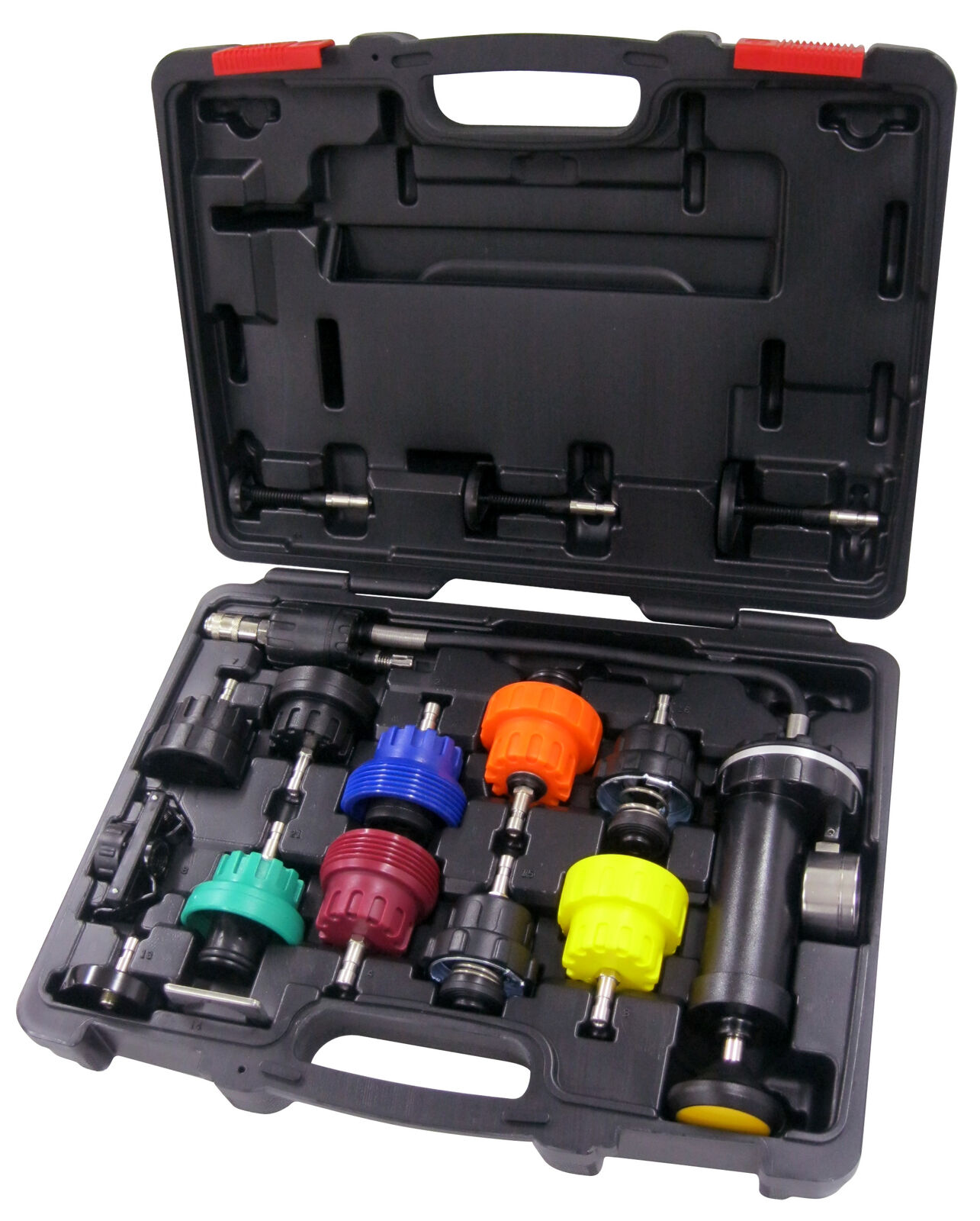 16pcs Auto Cooling System Radiator Cap Pressure Tester Kit Pump Gauge Adapters