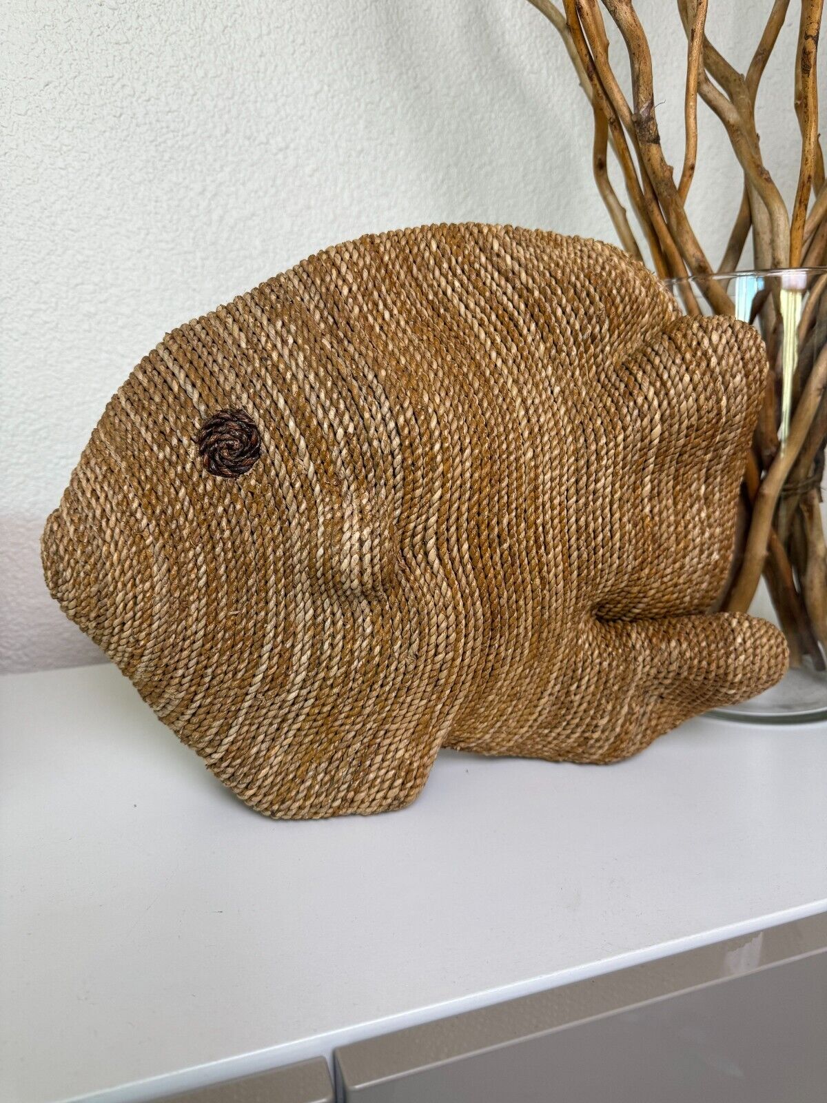 Vintage Fish Home Decor Large Woven Rattan Rope-Look Lightweight 10