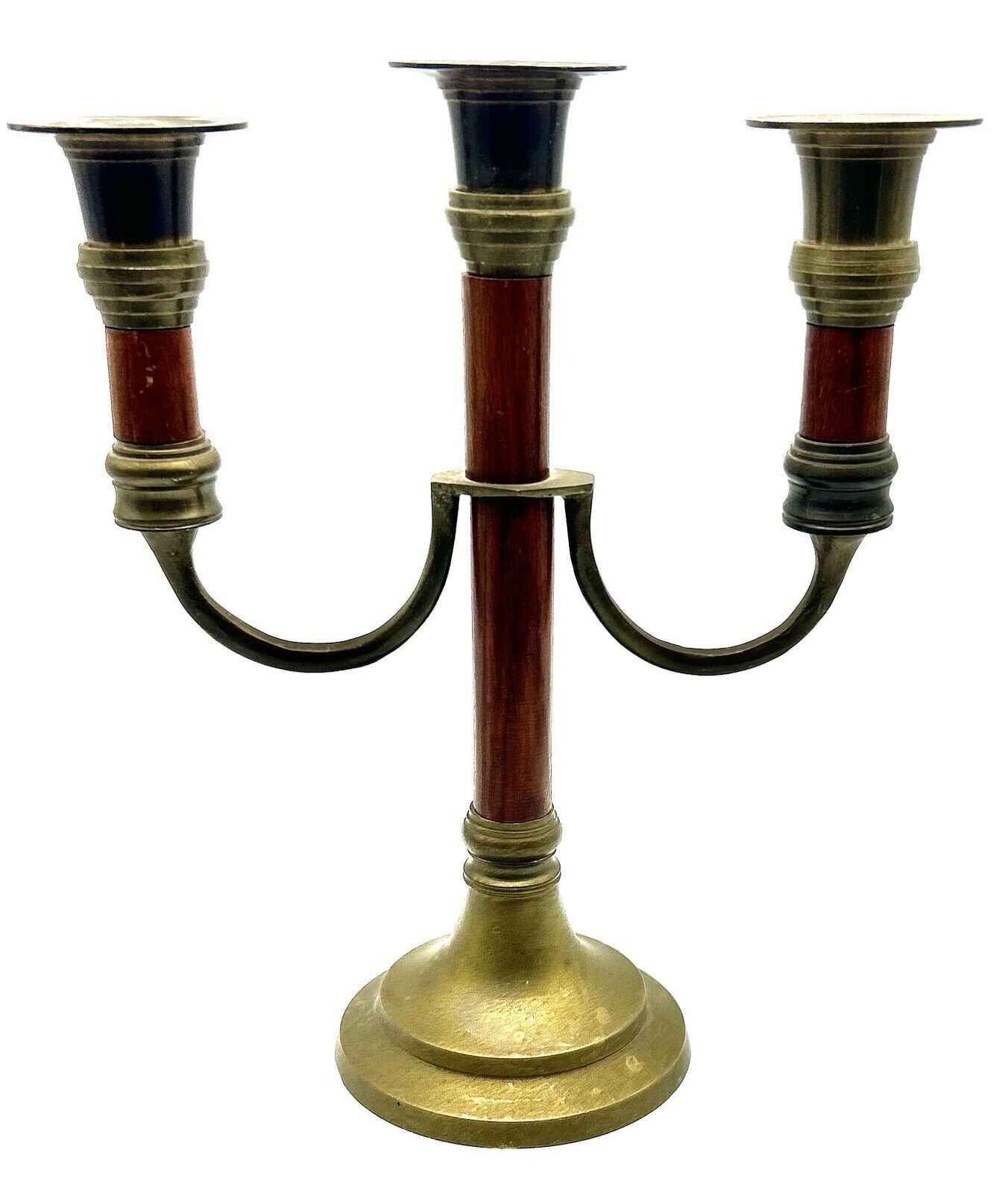 vintage wood and solid brass candelabra lamp