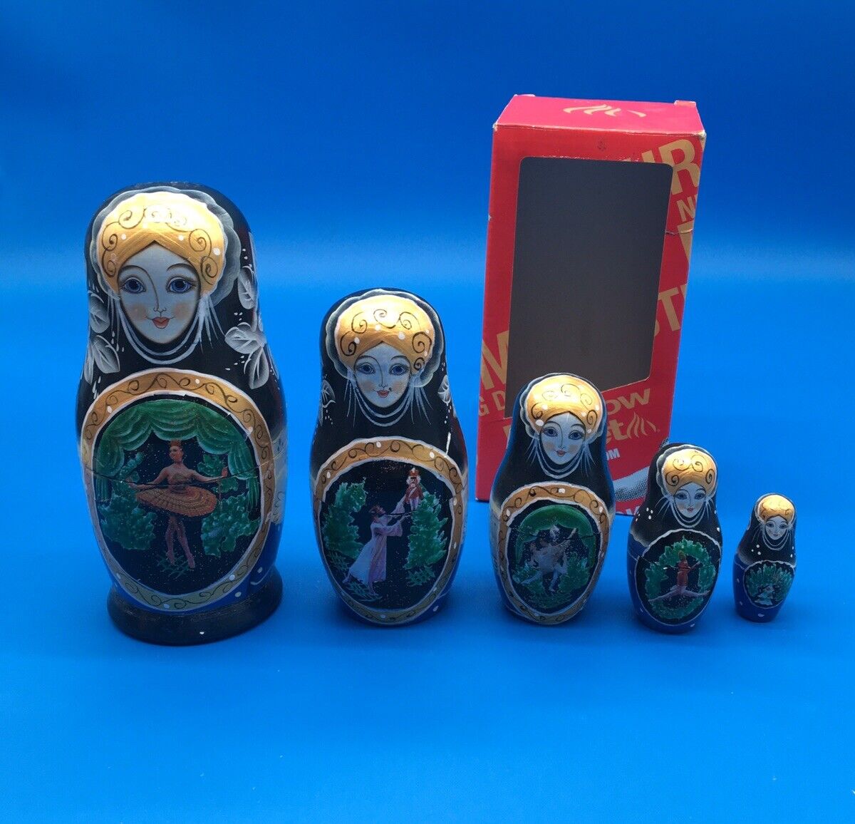 Moscow Ballet\'s Russian Nutcracker Handcrafted Russian Nesting Dolls RARE