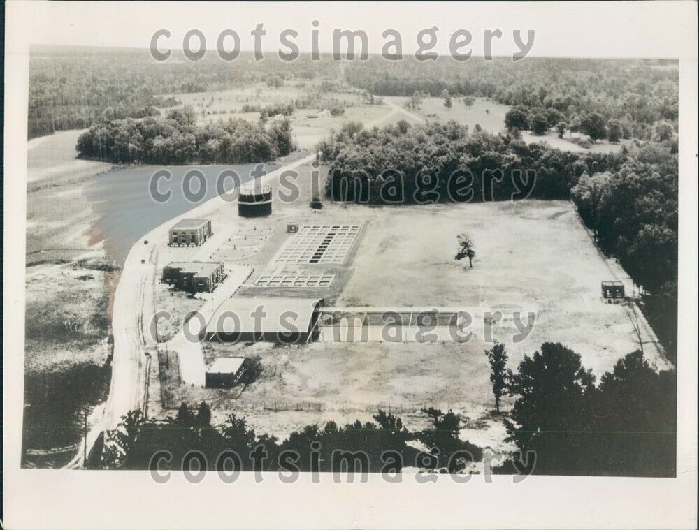 1936 Aerial Sewage Treatment Plant Durham North Carolina Press Photo