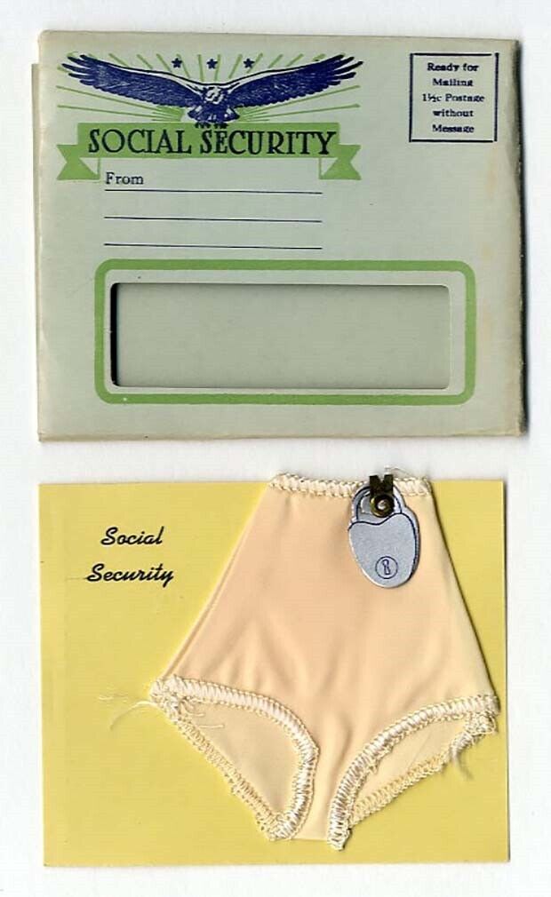 SOCIAL SECURITY Comic Joke Envelope 1940 Birth Control Subject