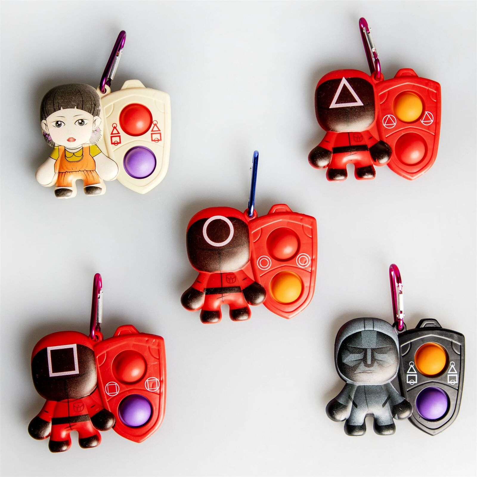 Squiid Game Pop It Keyring SimpleDimple Keychain Fidget Autism Toy Kid Adult 5PC