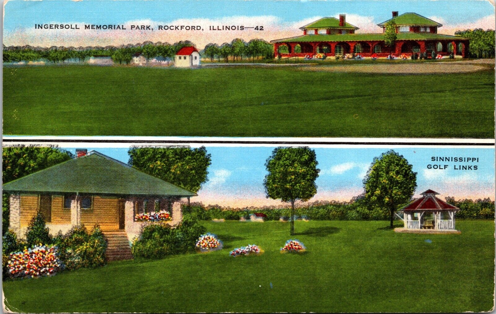 Ingersoll Memorial Park  Sinnissippi Rockford Golf Links Illinois IL Postcard L1