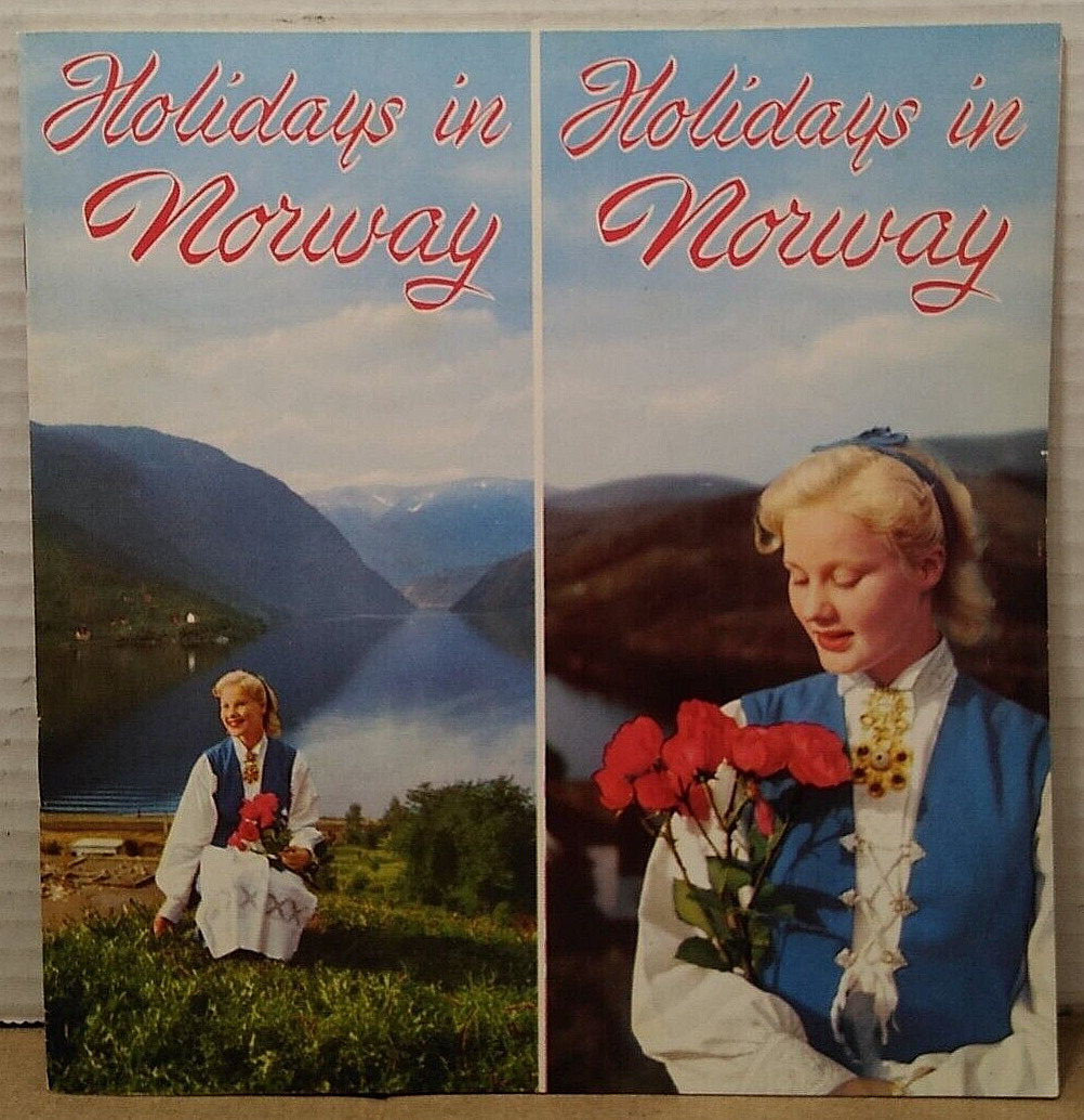 Holidays in NORWAY - Old Vintage 1954 Illustrated Travel Booklet / Brochure