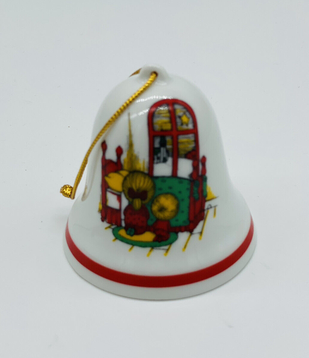 Vintage Joan Walsh Anglund Christmas Bell Ornament Peace on Earth 1966