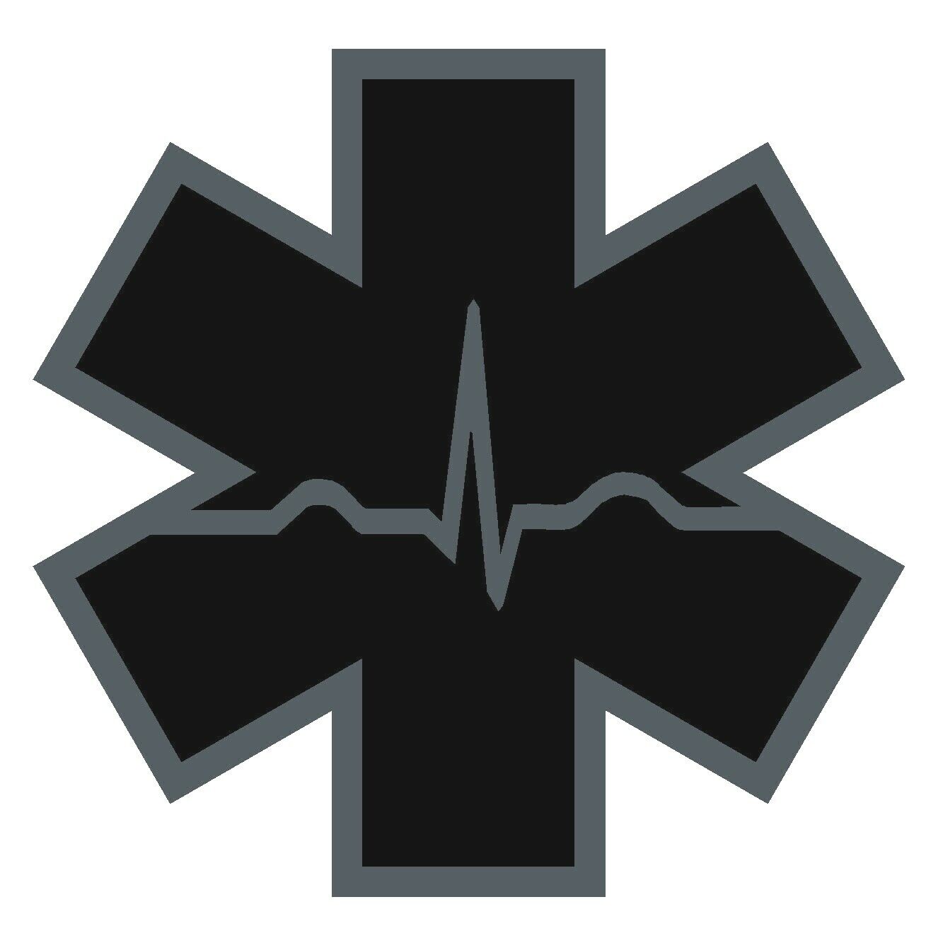 Black Subdued Reflective Star Of Life Cardiac Helmet Decal EMS EMT 3 inch