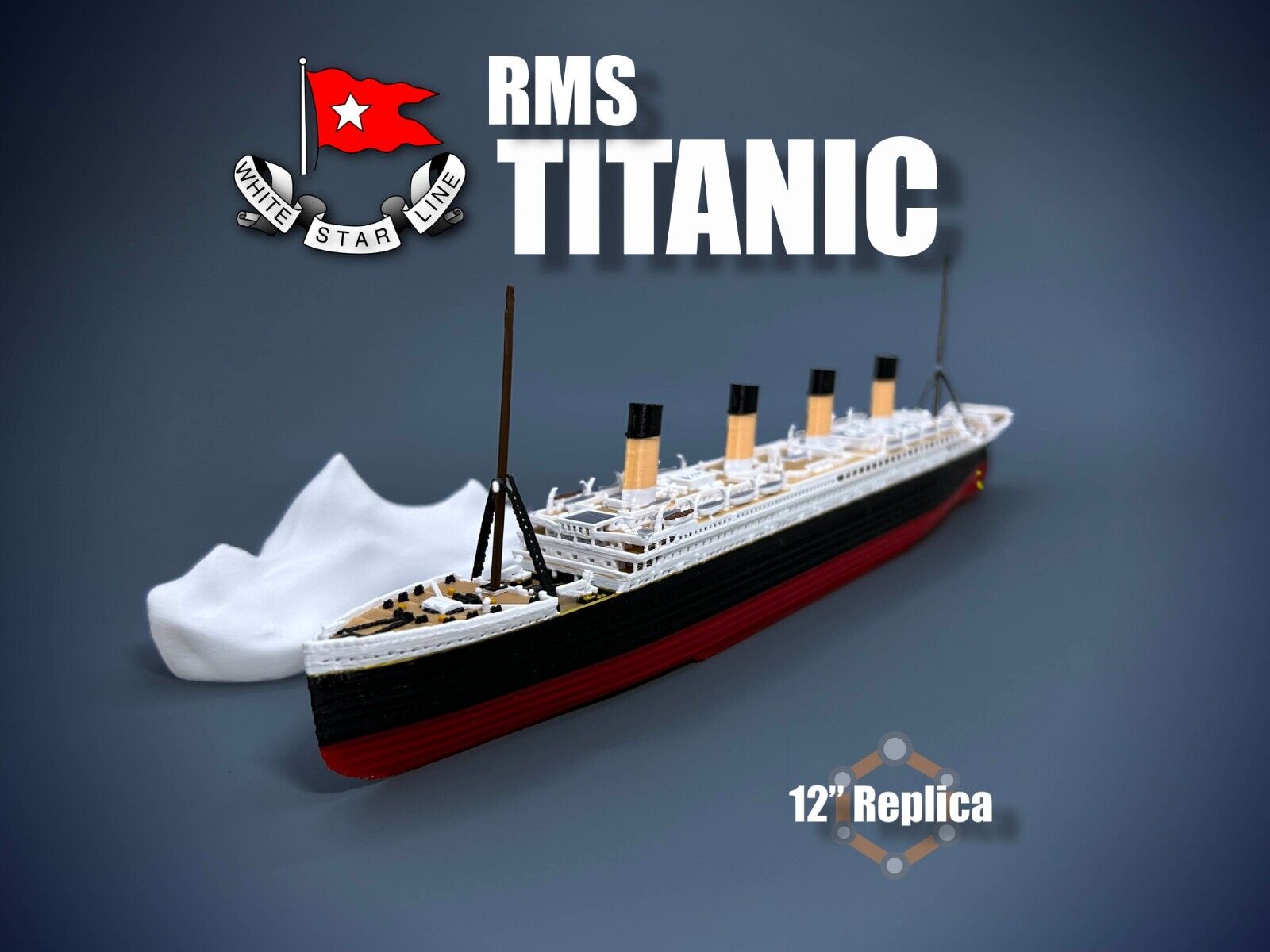 12” RMS Titanic Replica With Iceberg Very Detailed, High Quality Model Ship