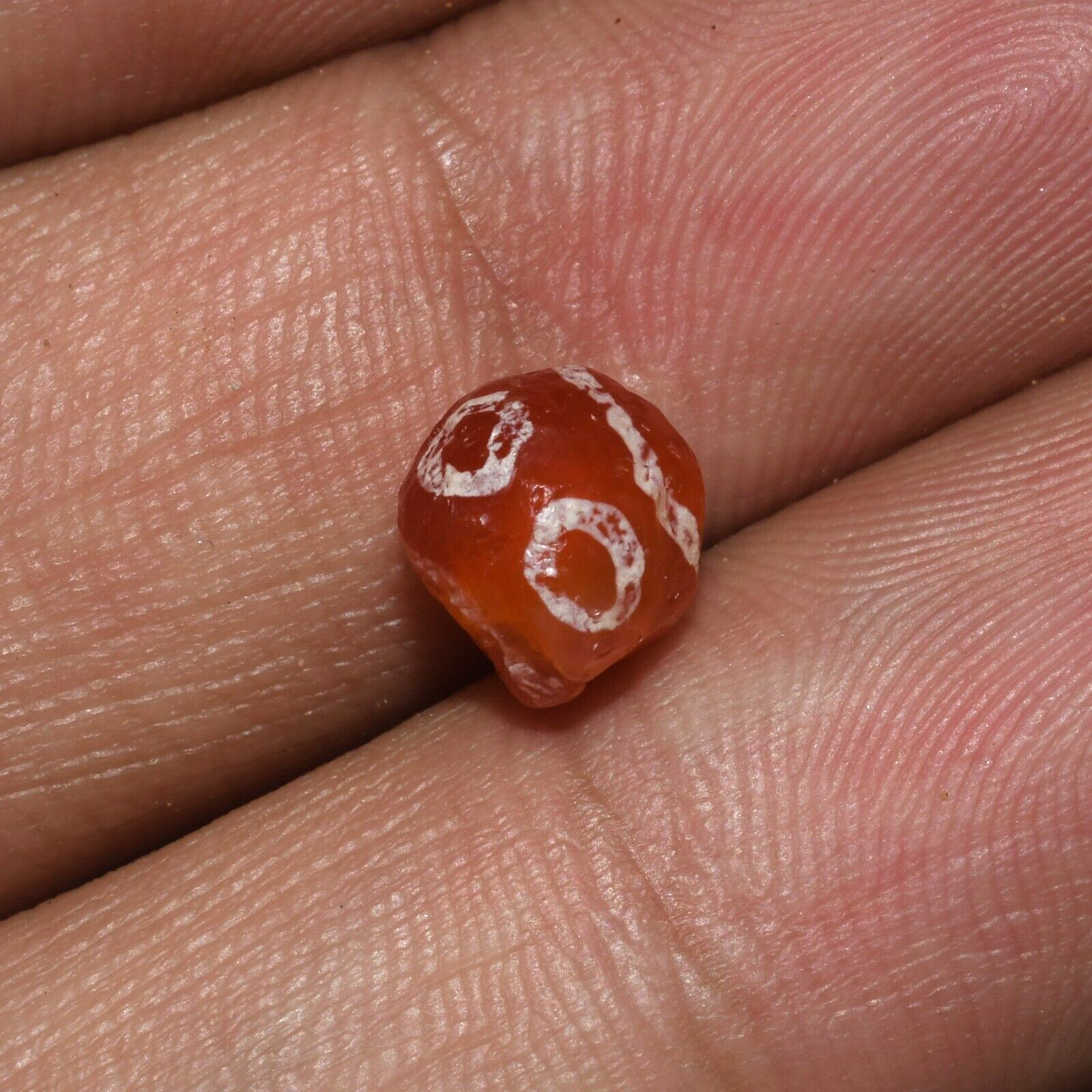 Genuine Ancient Indus Valley Civilization Decorated Round Etched Carnelian Bead