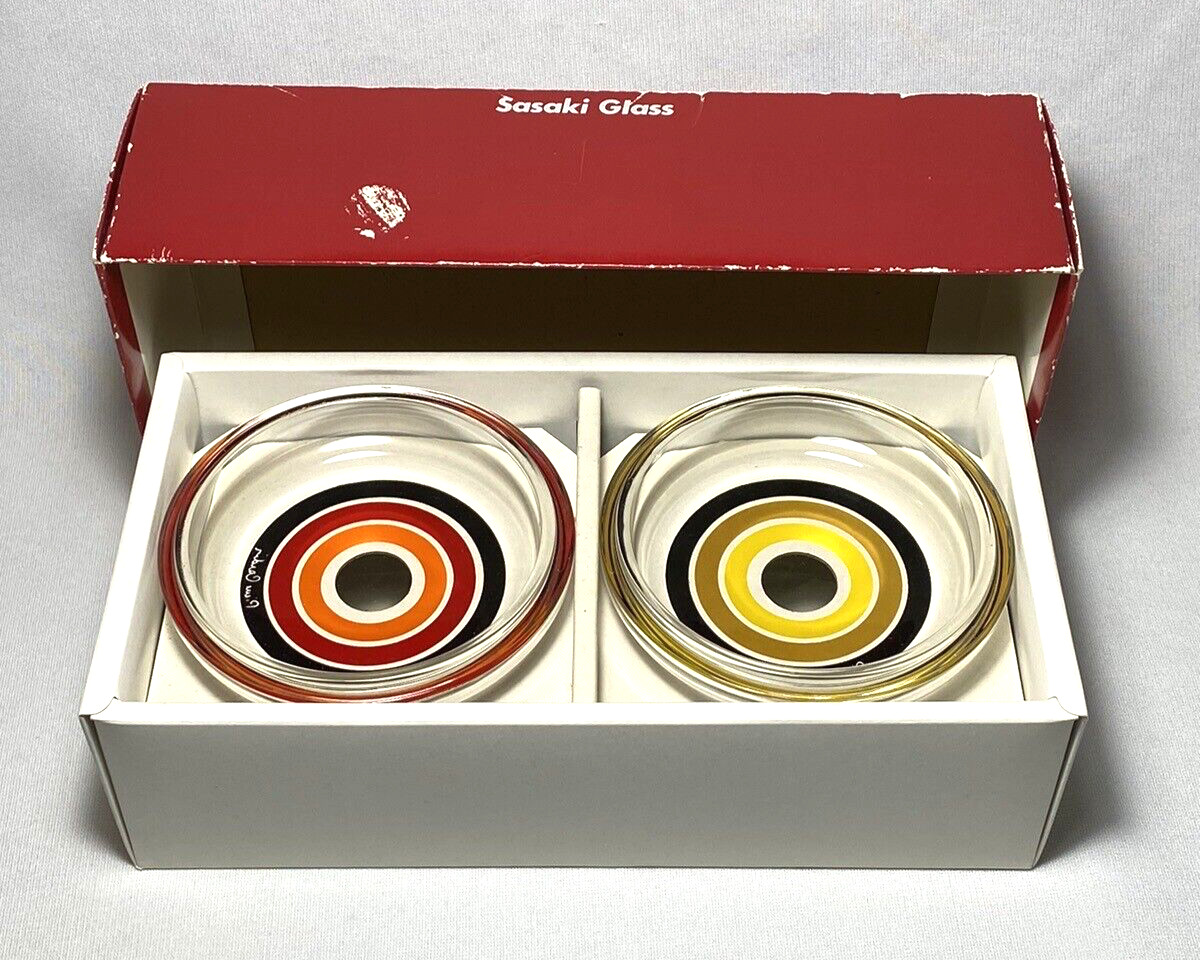 SASAKI (Pierre Cardin) ~ Vintage Set (2) Round Crystal LIDDED TRINKET BOXES